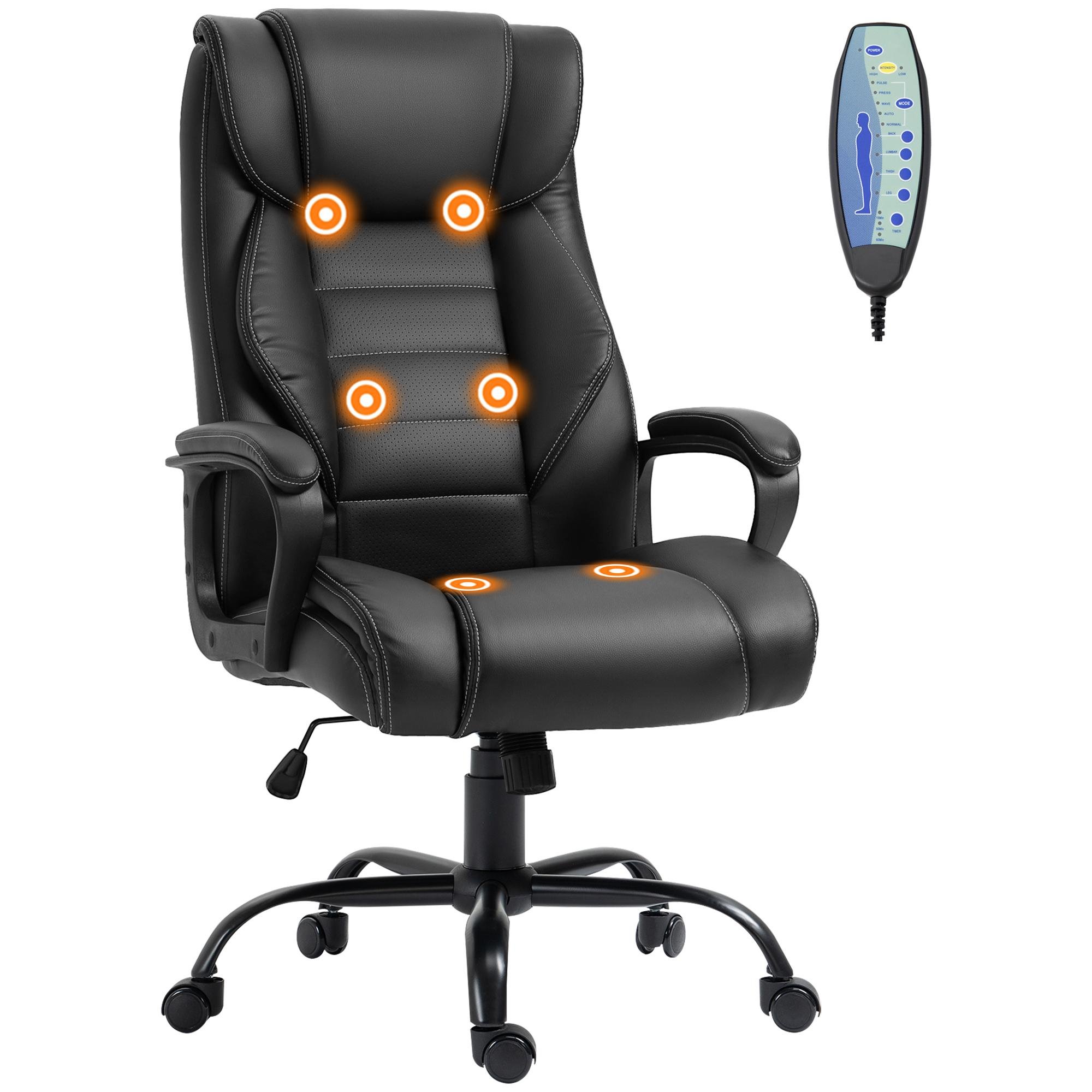 Black Faux Leather Vibration Chair with Timer