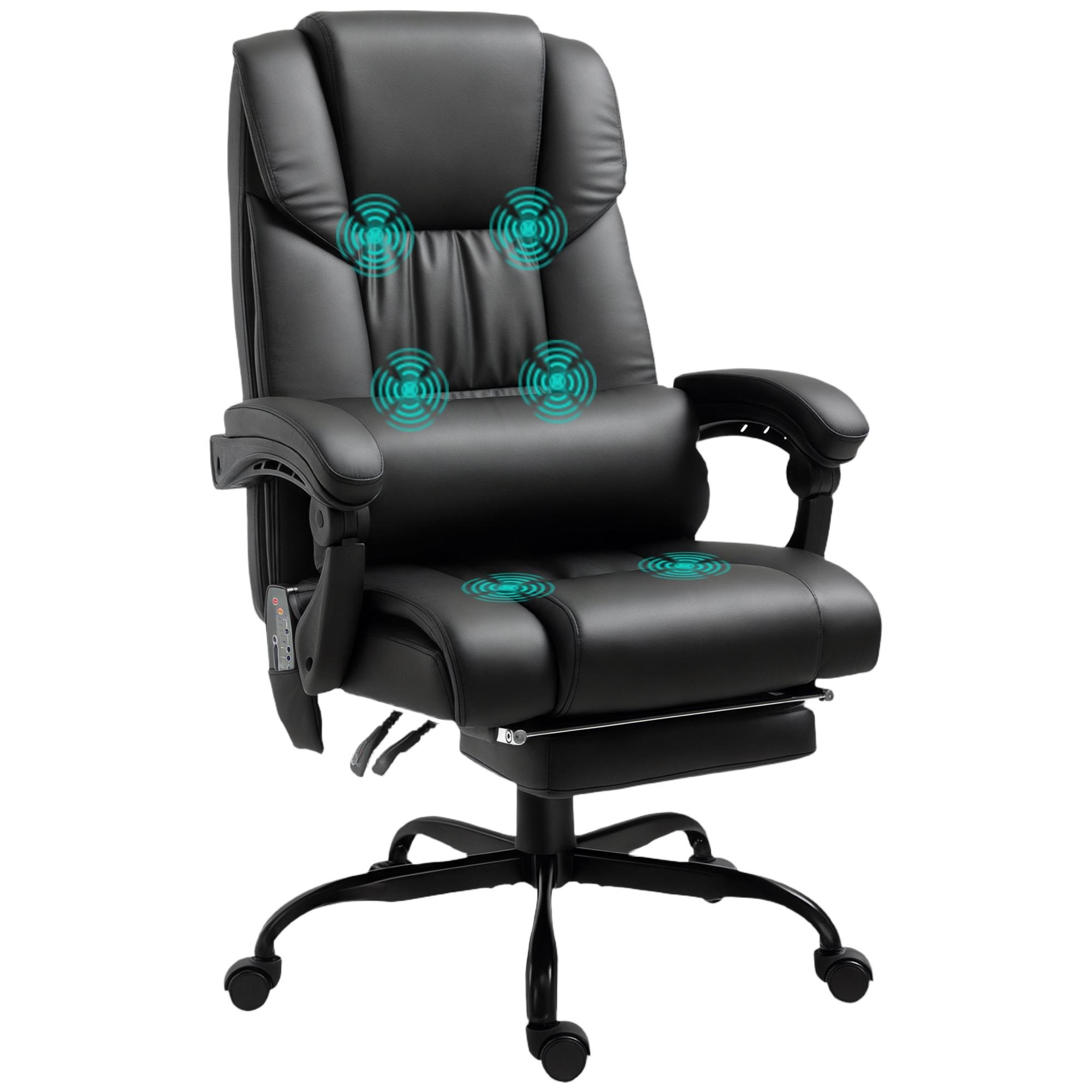 Black 120kg Massage Chair with Reclining Footrest