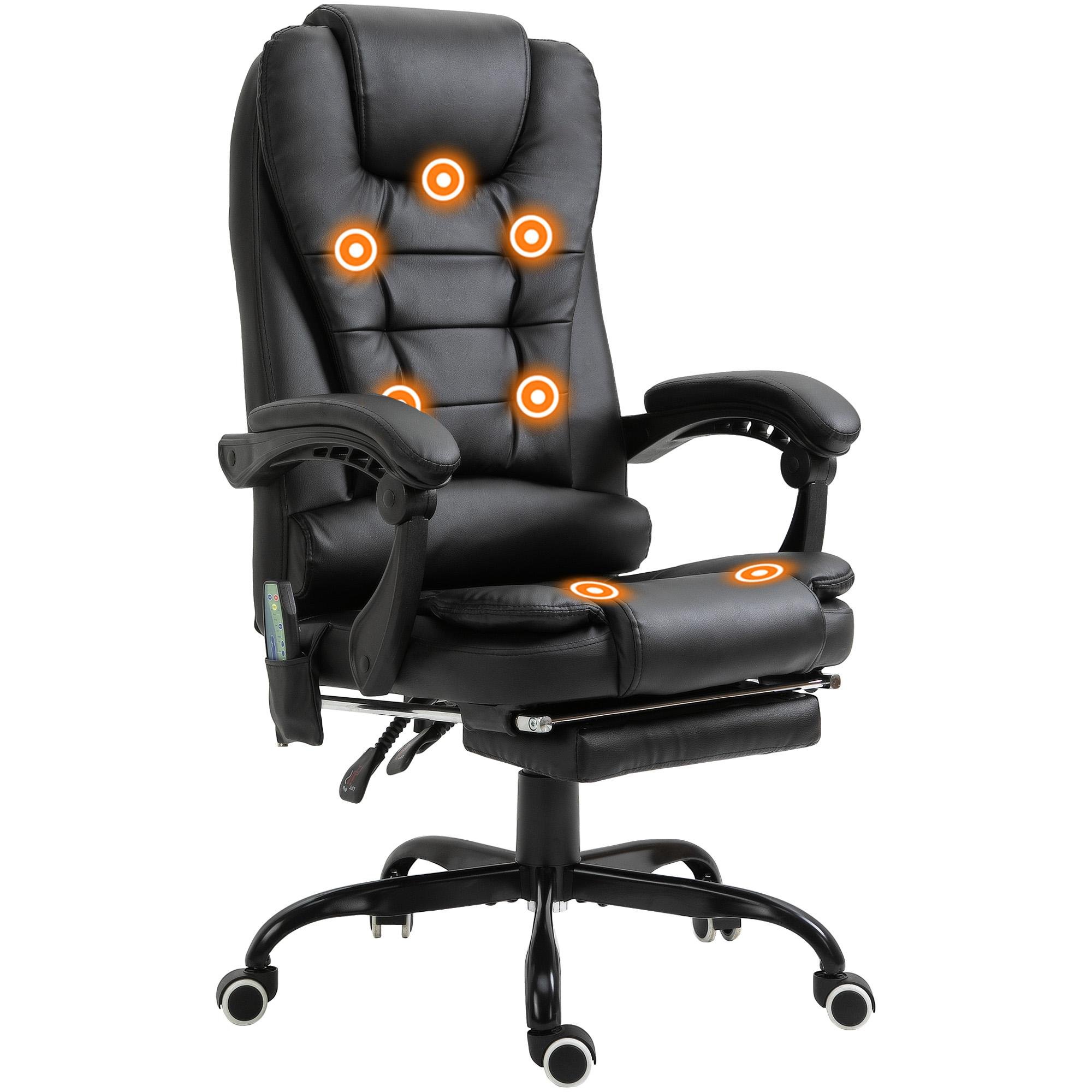 Black Reclining Massage Chair with Footrest, 155° Tilt