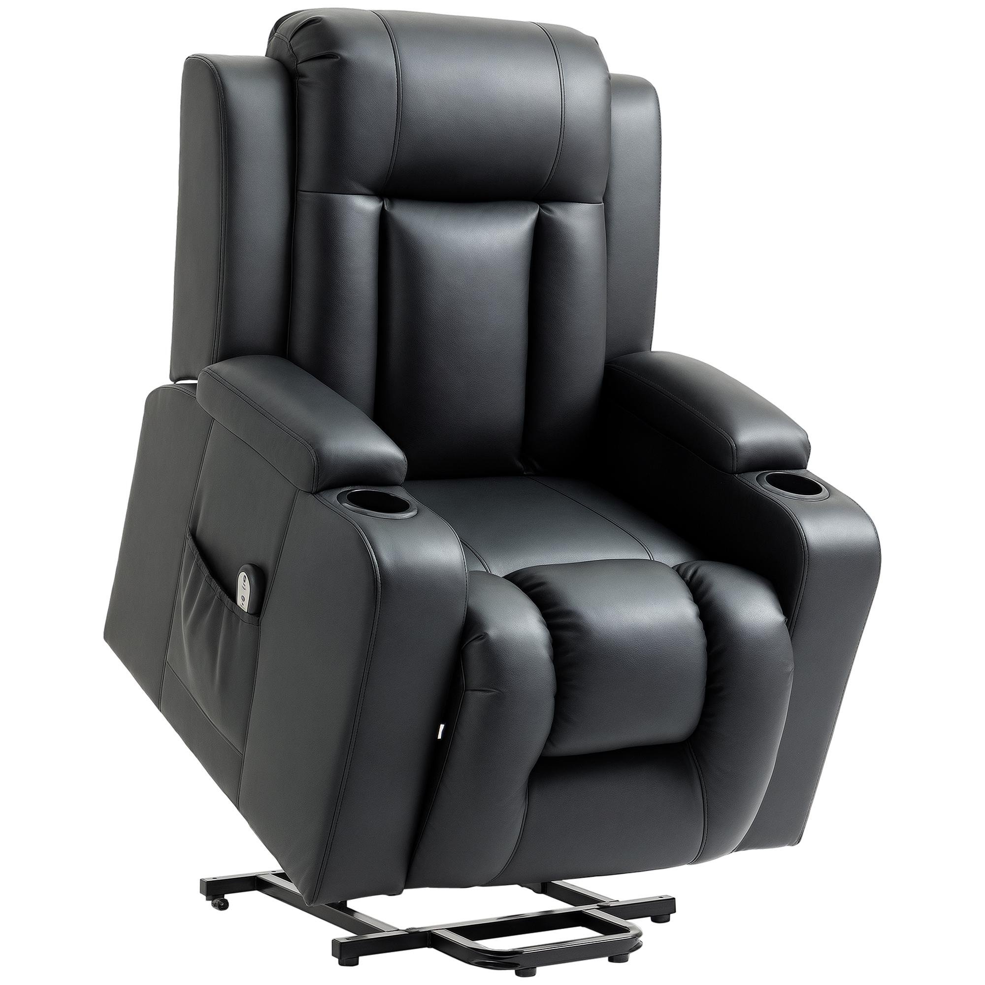 Black Faux Leather Lift Recliner with Footrest