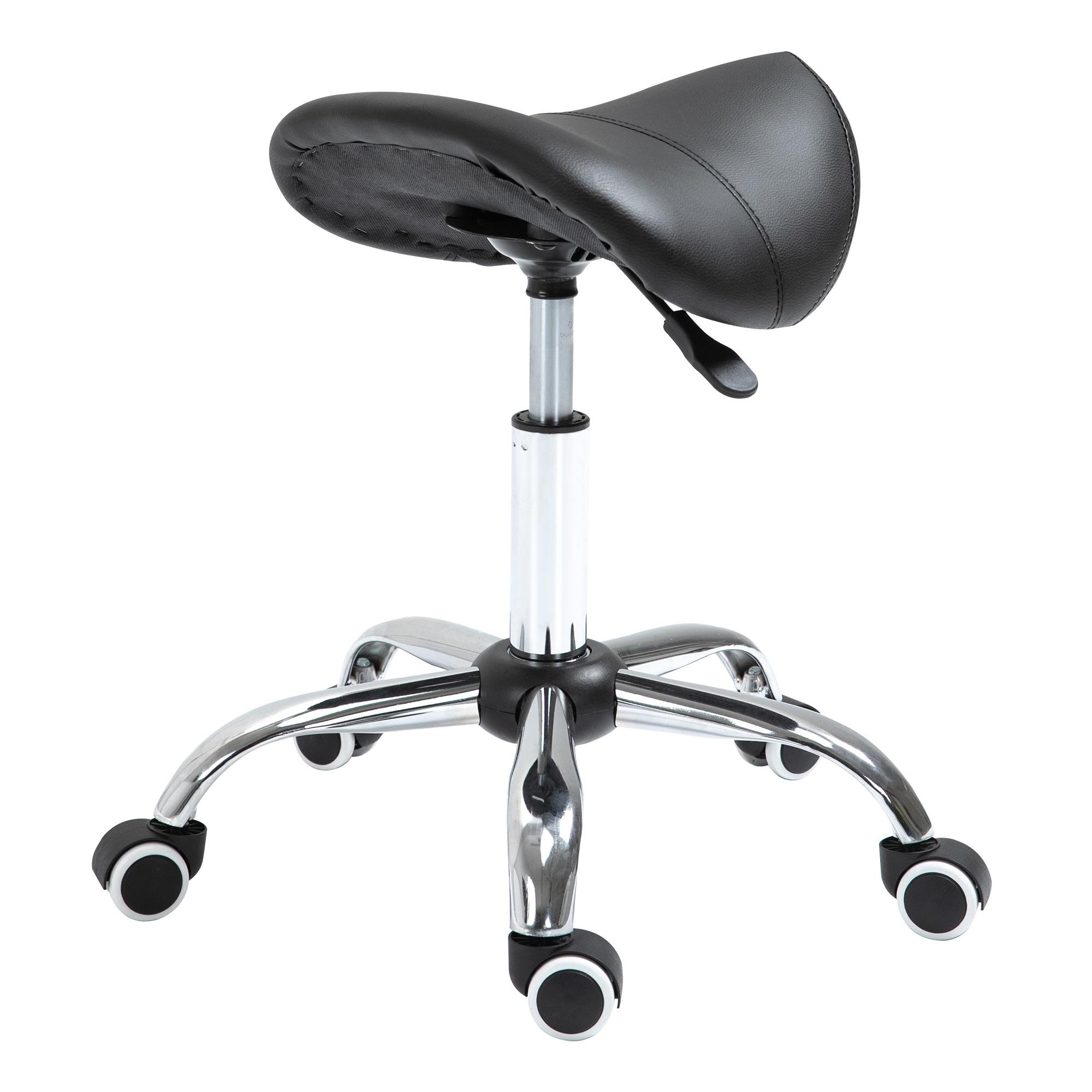 Black Hydraulic Saddle Stool, Adjustable PU Seat