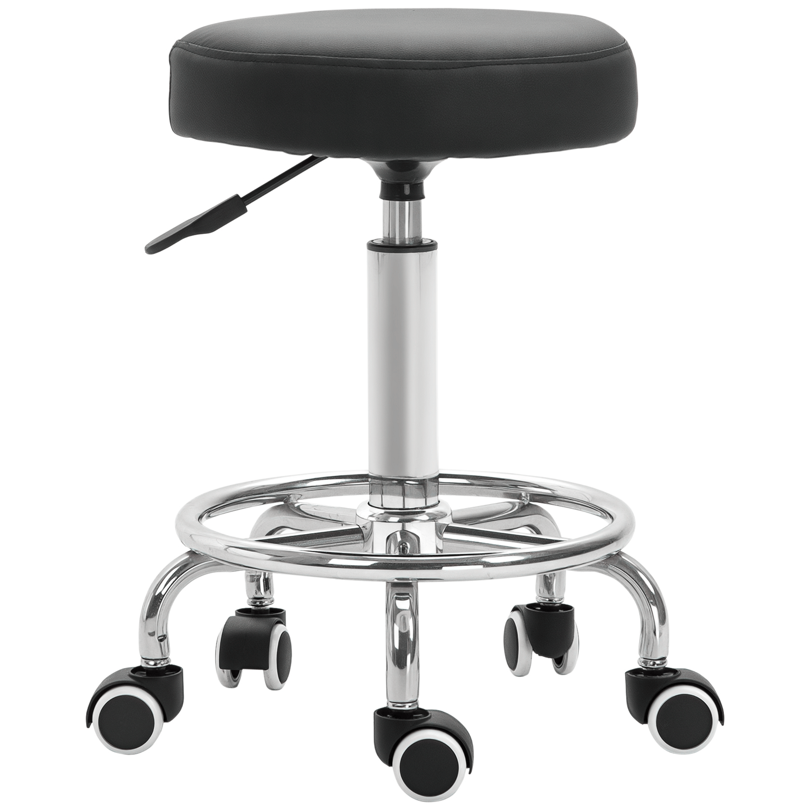 Black Swivel Salon Stool with Hydraulic Height Adjustment
