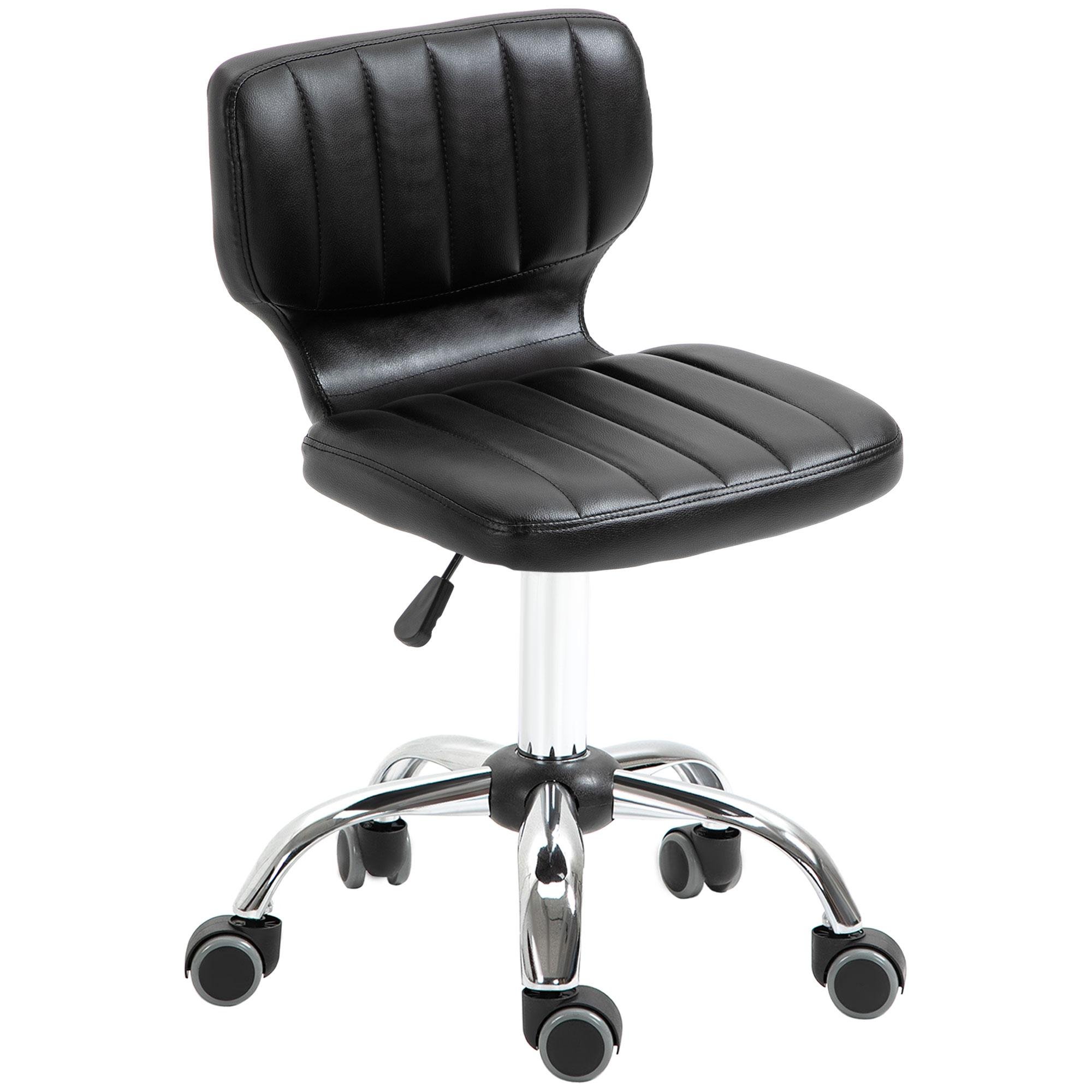 Black Faux Leather Salon Stool with Adjustable Height