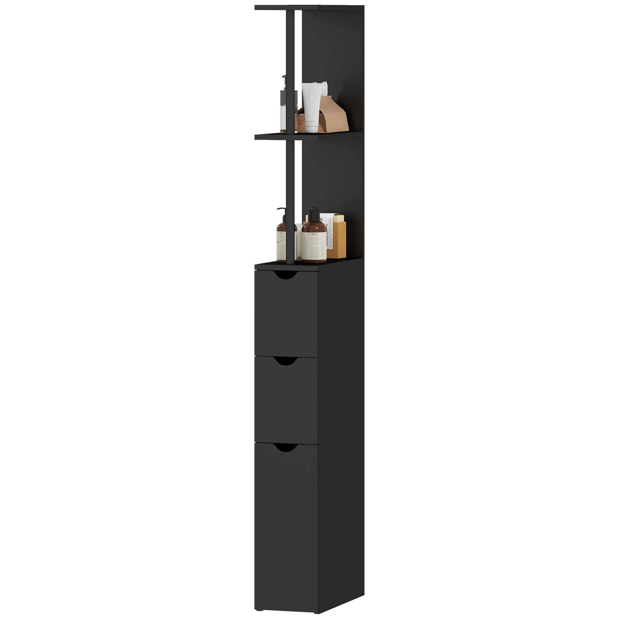 Black Five Tier Bathroom Tower for Small Spaces