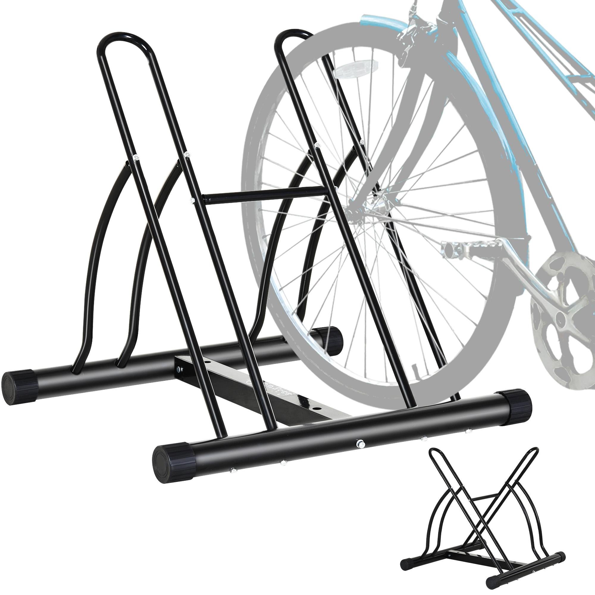 Black Two-Bike Floor Stand for Indoor Storage