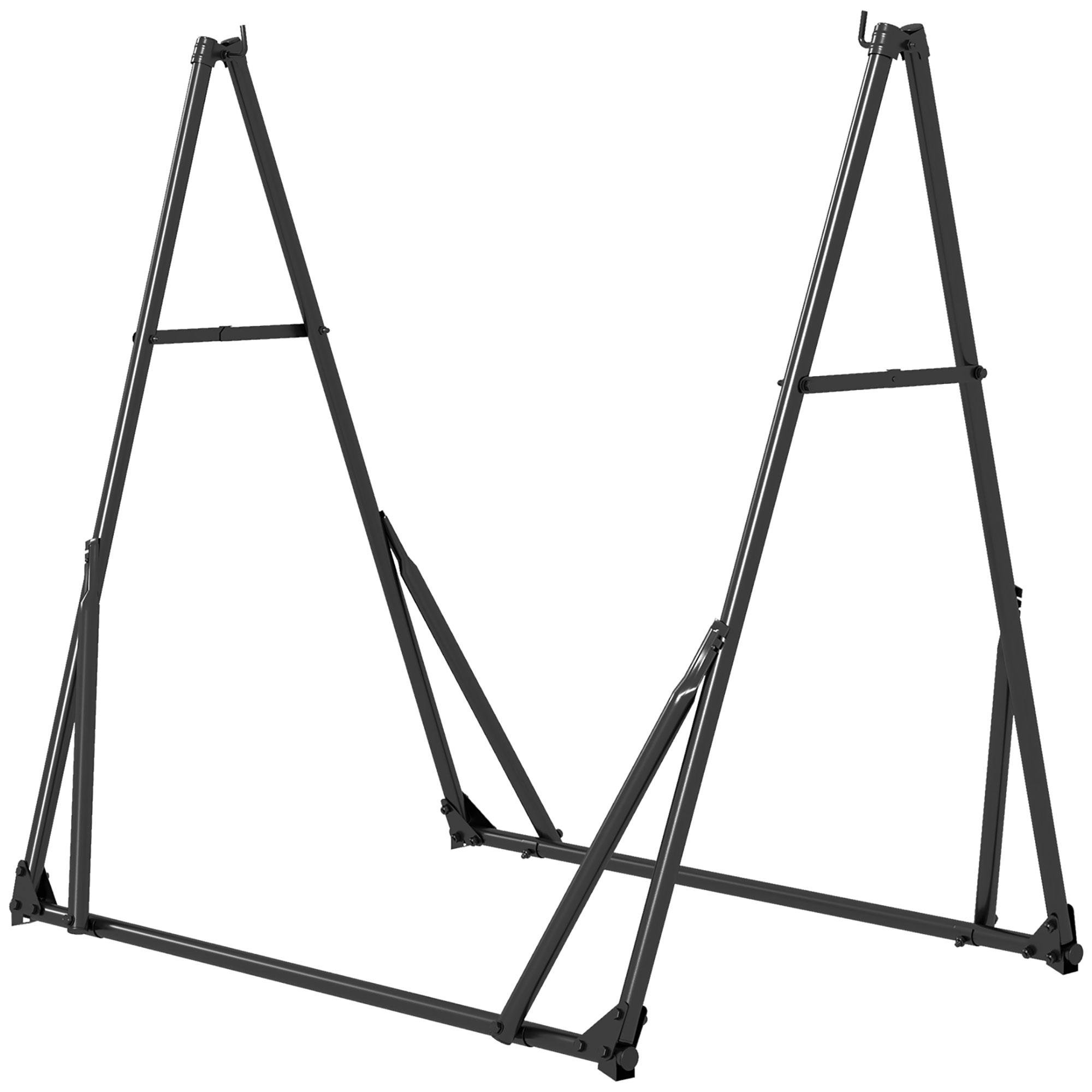 Foldable Black Hammock Stand, 2-in-1 with Carry Bag