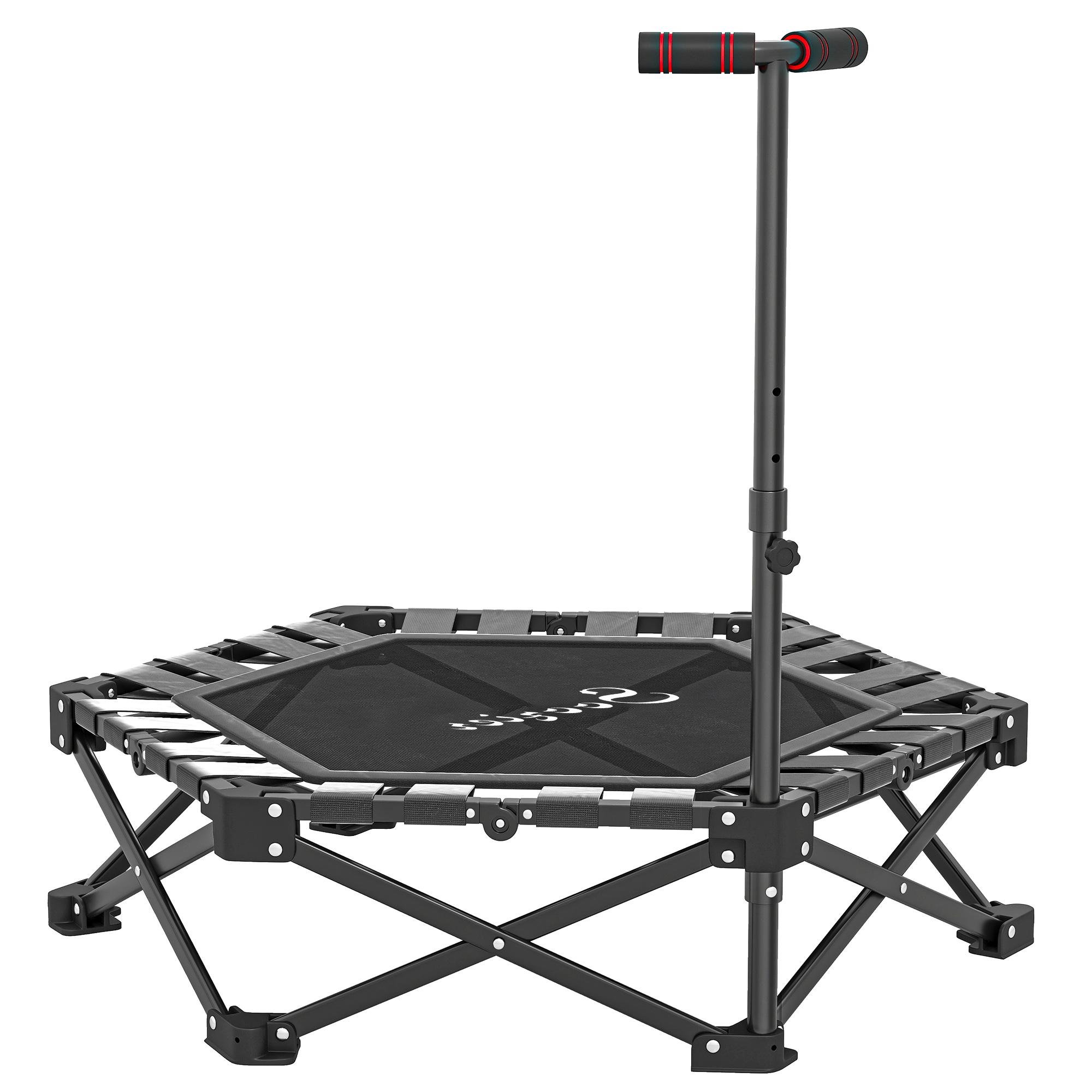 Black 400 lb Foldable Rebounder with Adjustable T-Bar