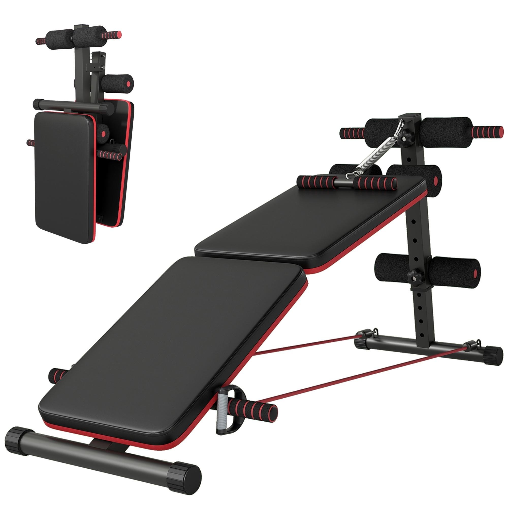 Black Foldable Sit Up Bench for Home Core Workouts