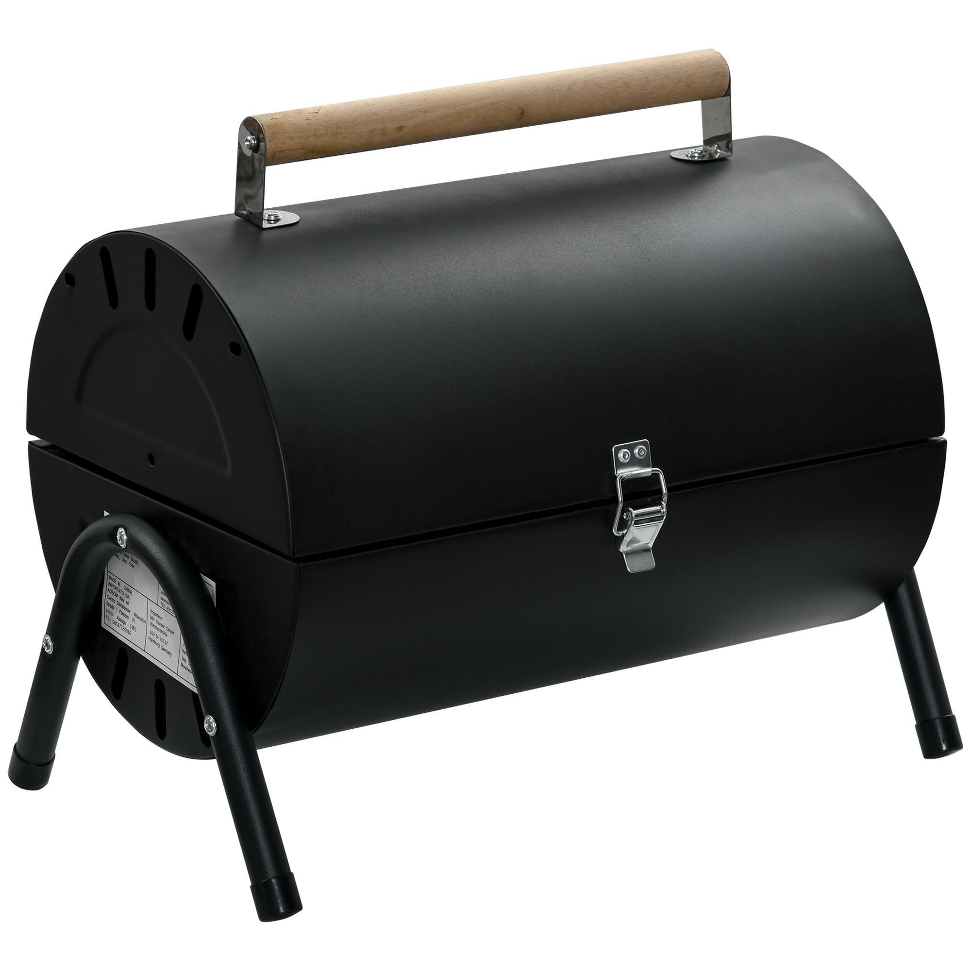 Black Folding Charcoal Grill with Dual Grates