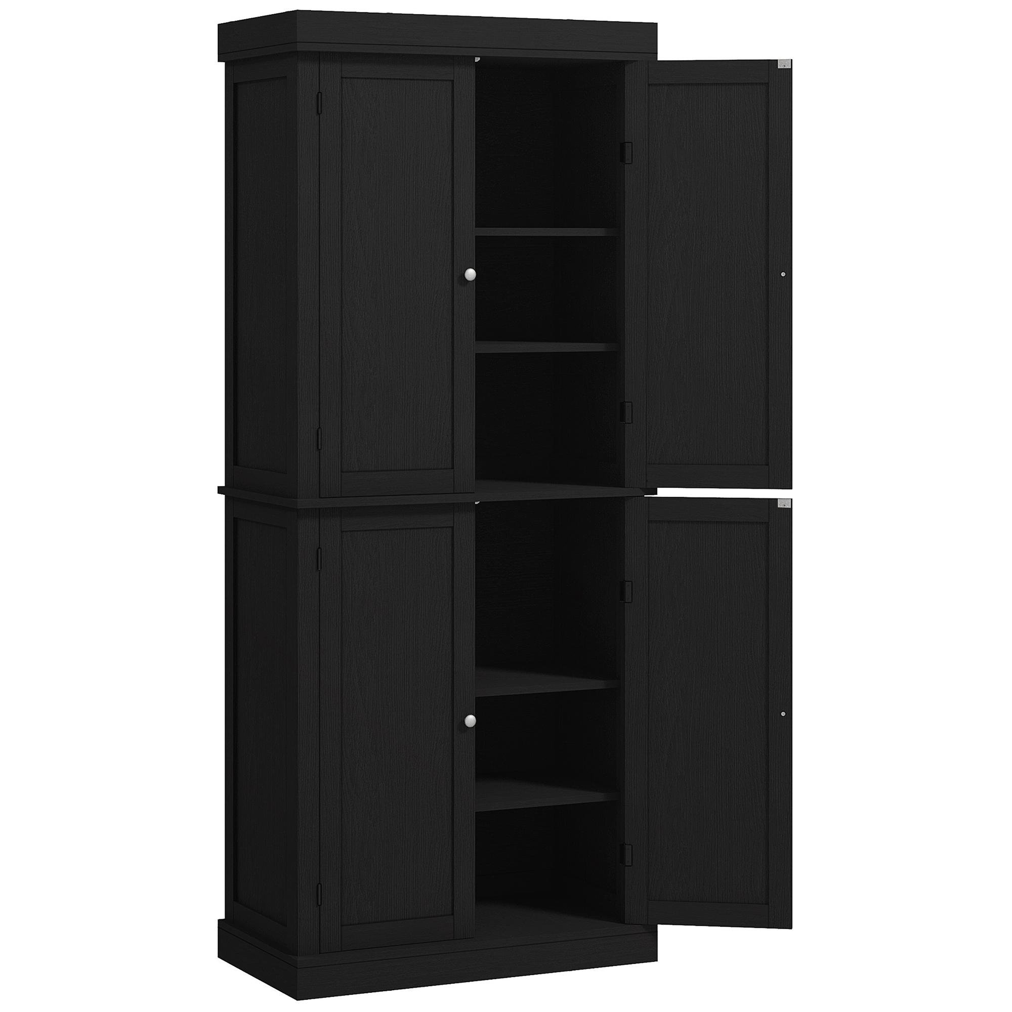 Black Pantry Storage Cabinet with Adjustable Shelves