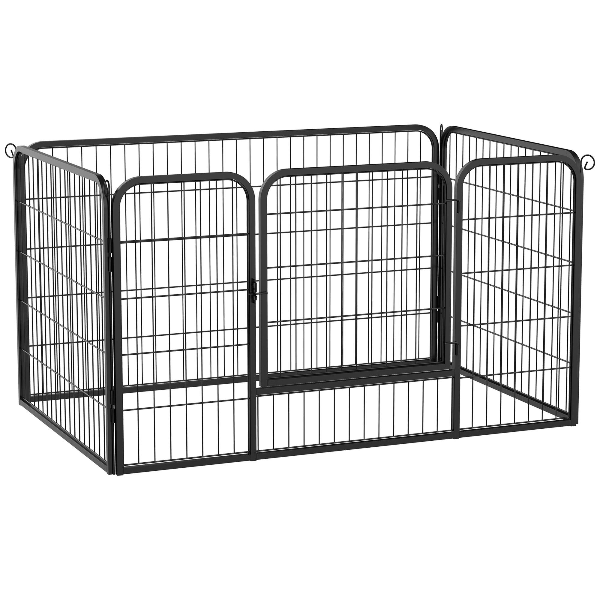 Four Panel Black Dog Pen with Ground Stakes for Small Dogs