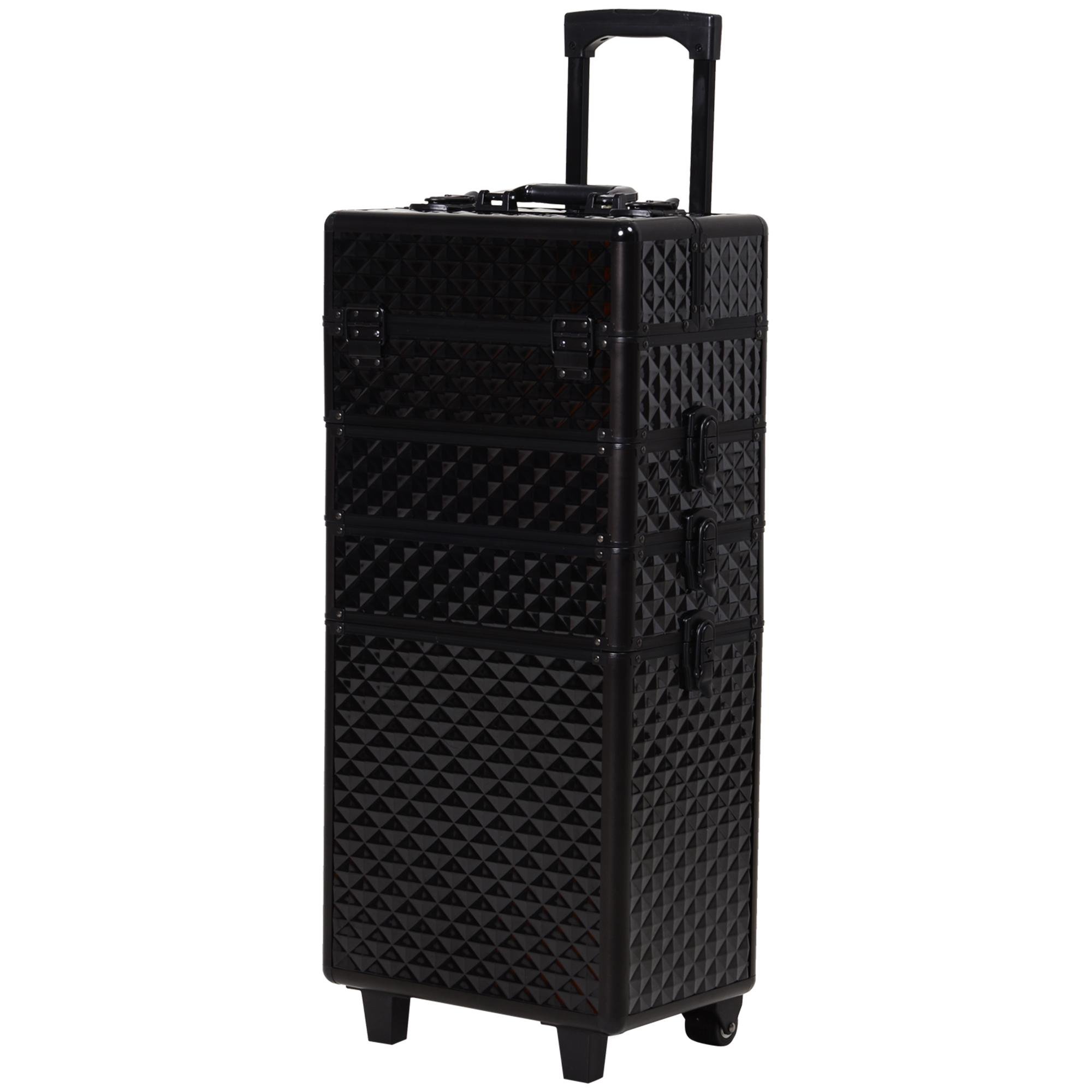 Black Four-Part Makeup Trolley with Rolling Storage