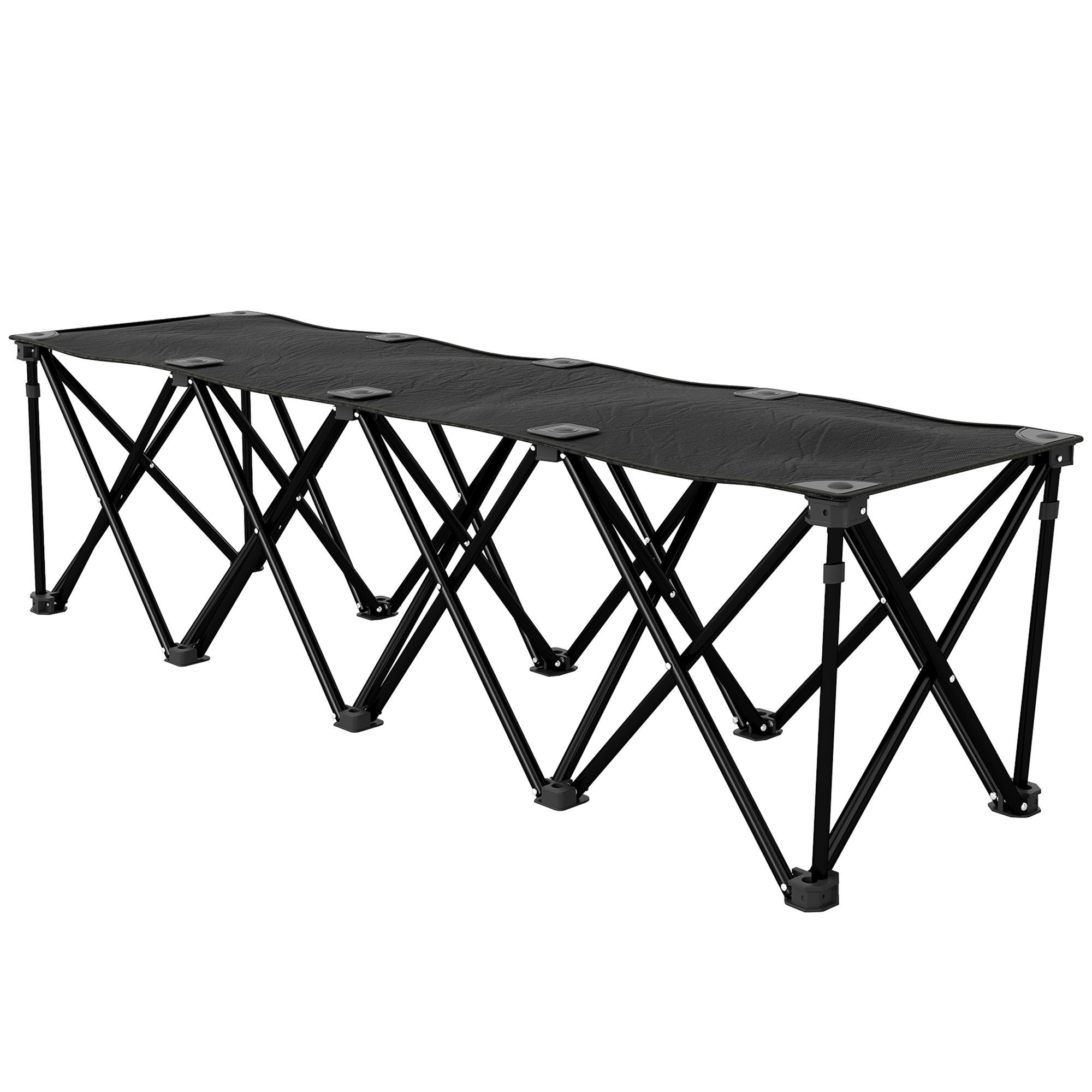 Black Four-Seat Folding Bench with Carry Bag
