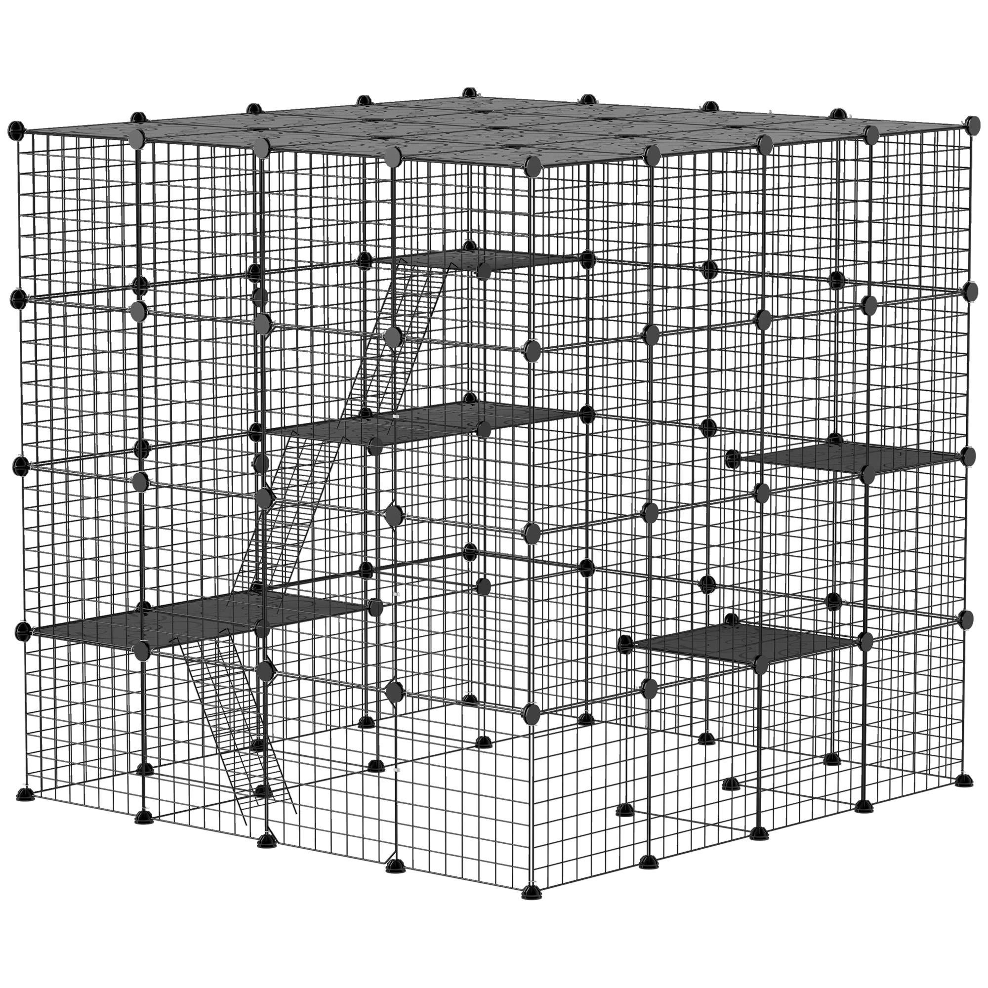 55 inch indoor cat cage with 4 tiers and ramps
