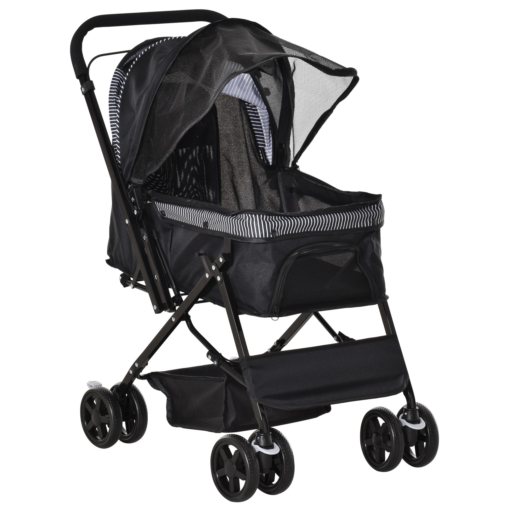 Black Reversible Pet Stroller for Small Dogs