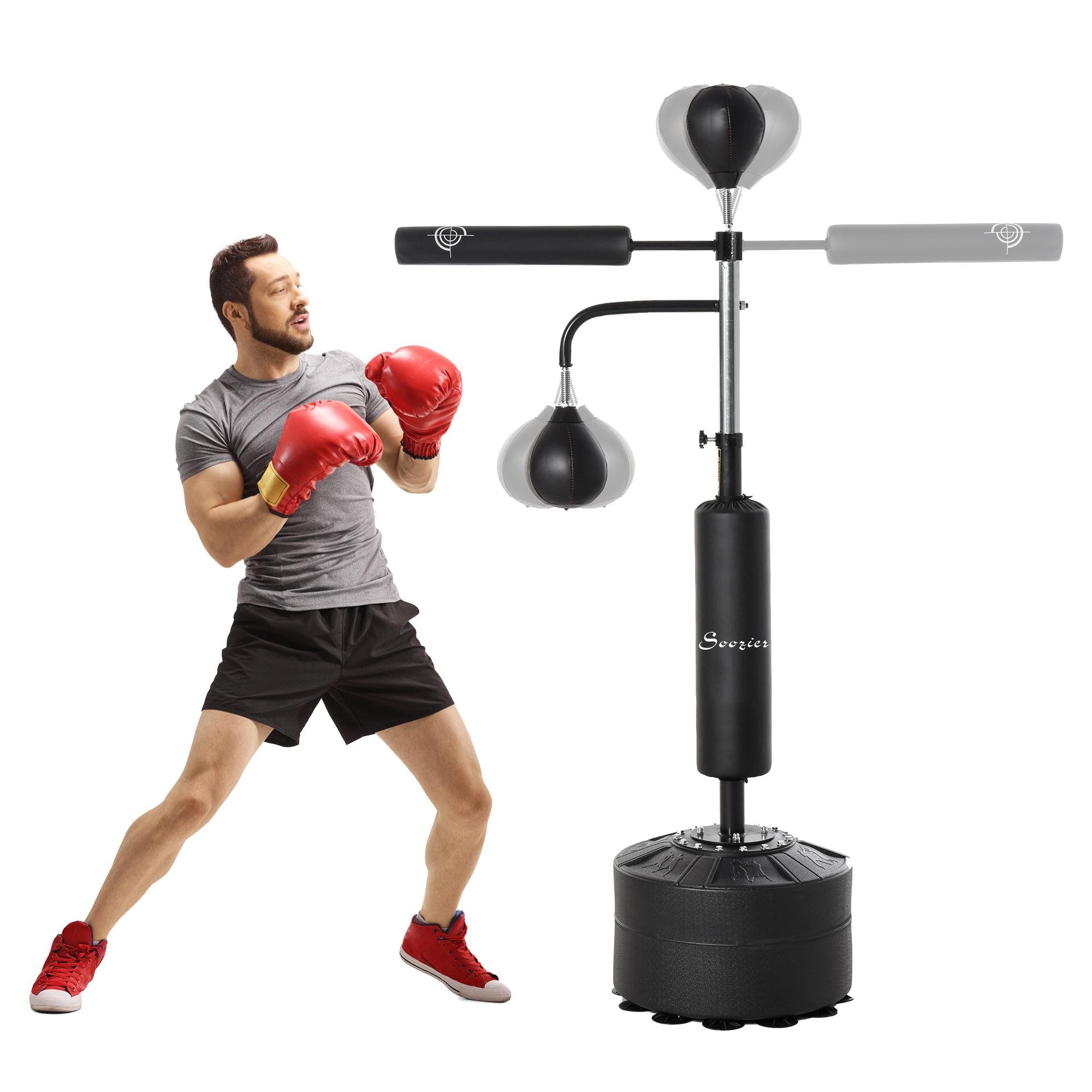 Black 4-in-1 Boxing Stand with 360° Reflex Bar
