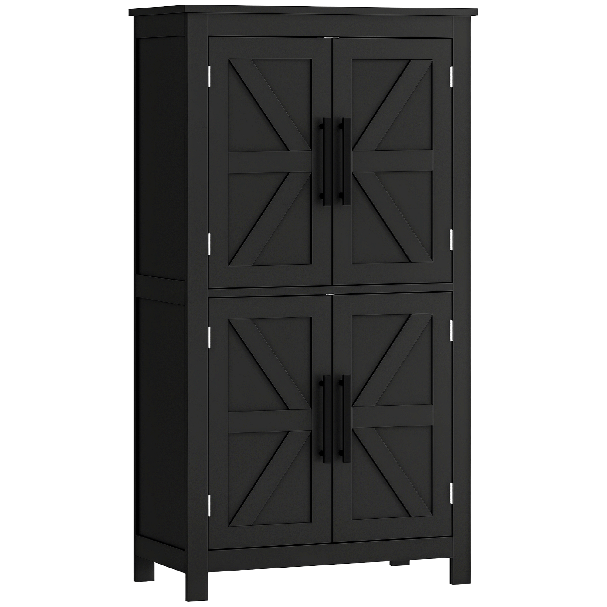 Black Four Door Bathroom Cabinet with Adjustable Shelves