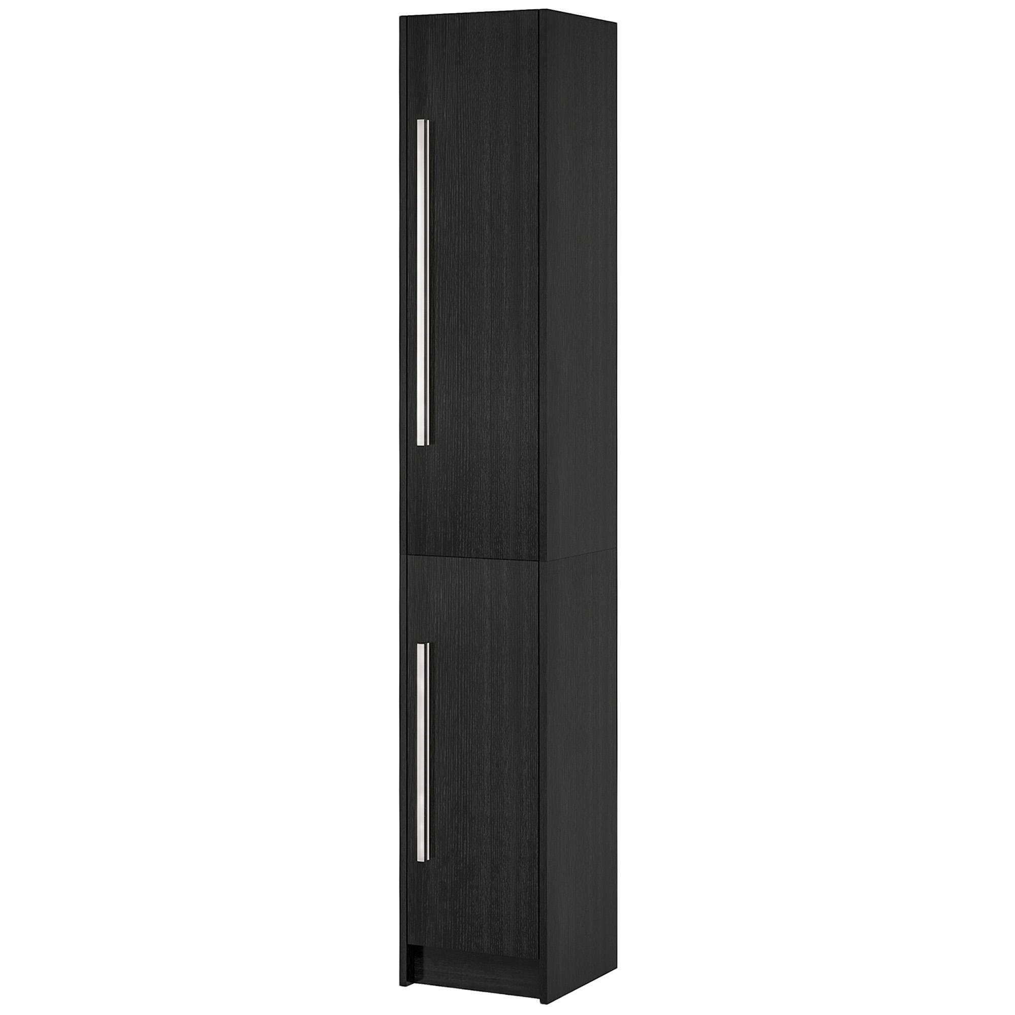 Black Wood Grain Linen Cabinet with Adjustable Shelves, 70.9 in Tall