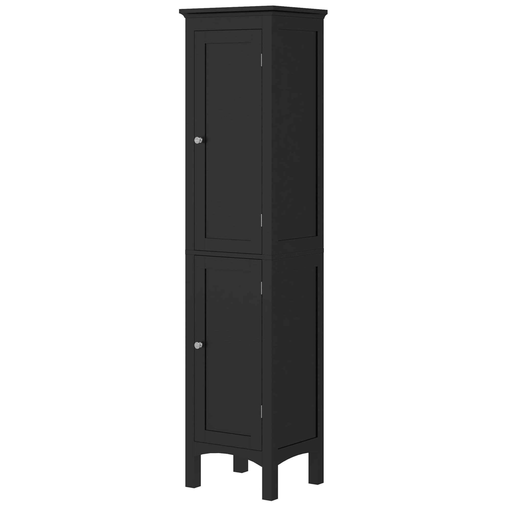 Black 63 Inch Bathroom Cabinet with Adjustable Shelves