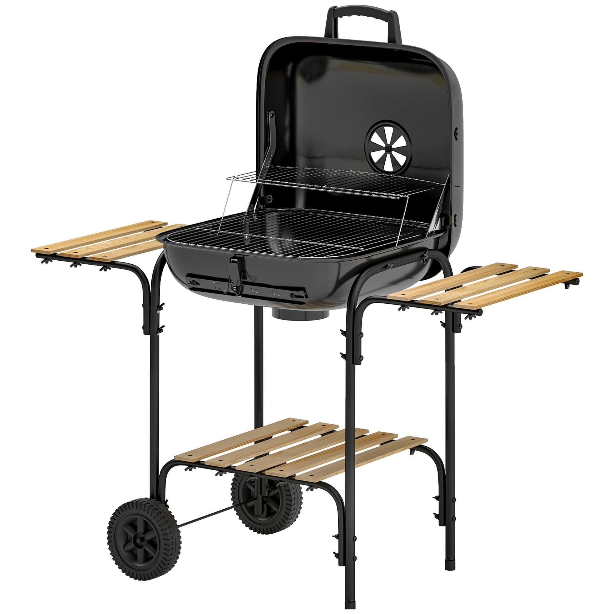 Black Charcoal Grill Warming Rack, 1840 cm² Cooking Area