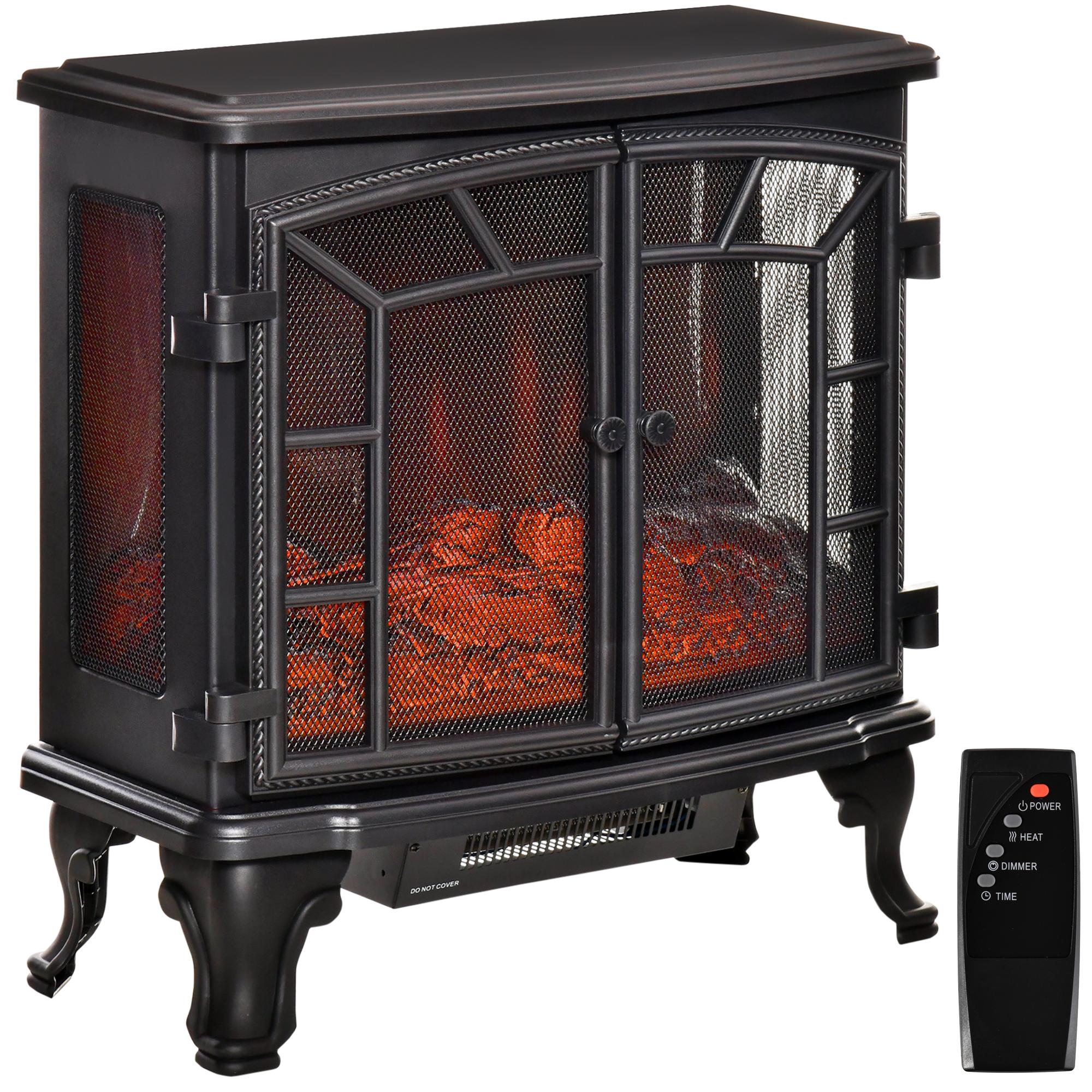 Black Electric Fireplace Stove with 750W/1500W Heat