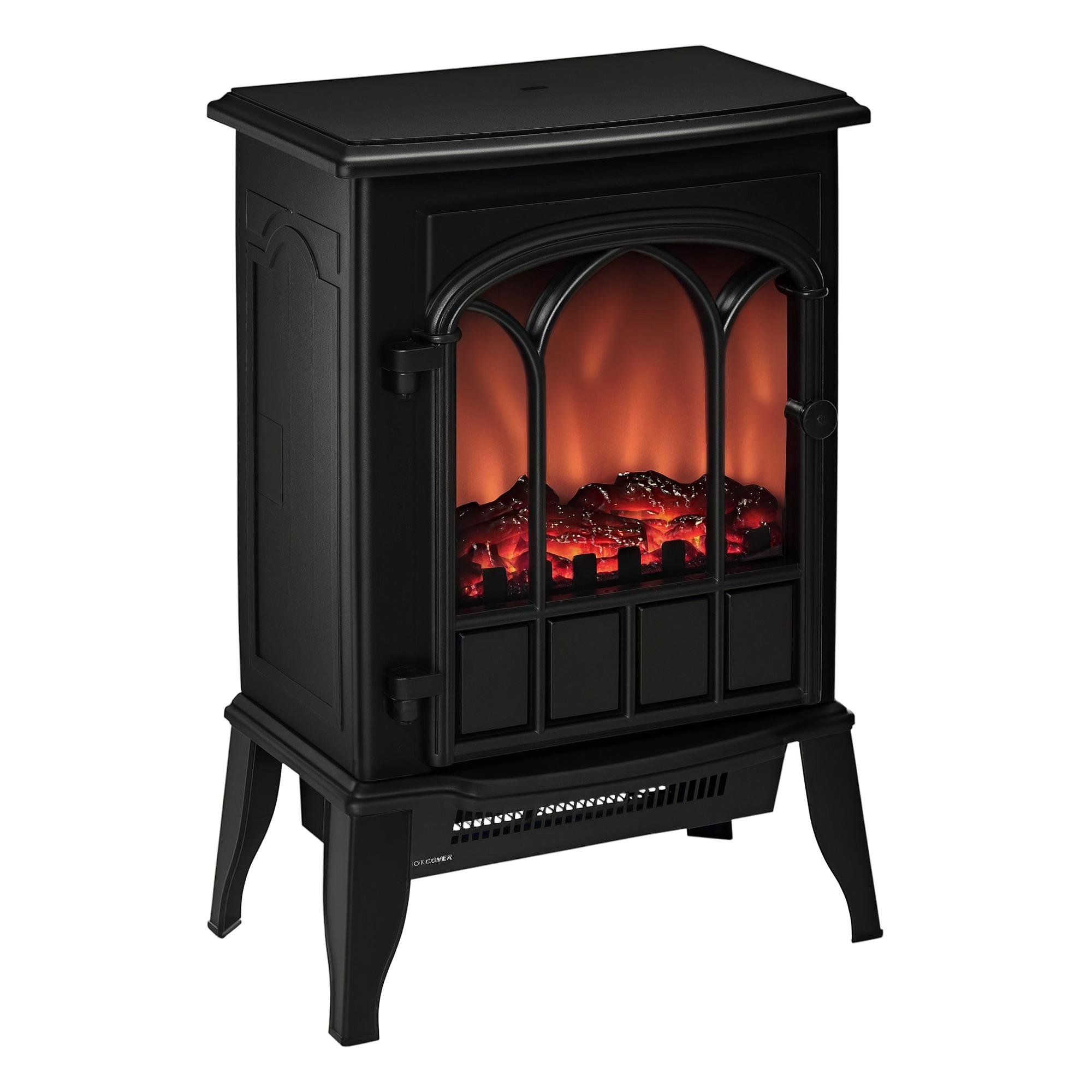 15.25 inch black electric fireplace with adjustable flame brightness
