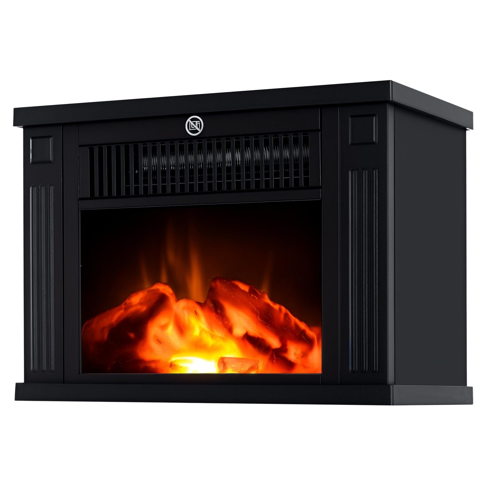 Black 13.5 Inch Electric Fireplace with LED Flame