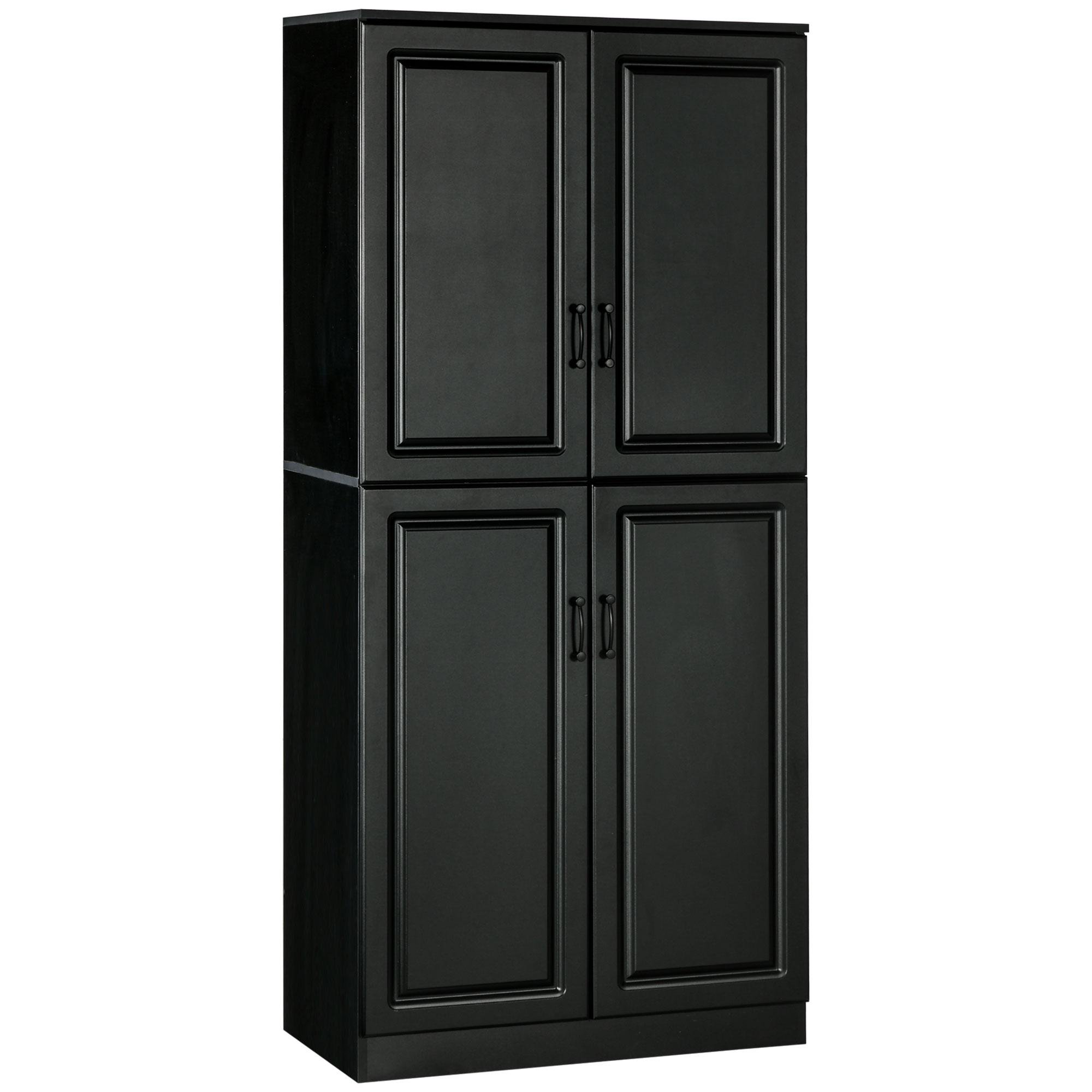 Black Adjustable Shelf Pantry with 4 Doors, 70.9 in
