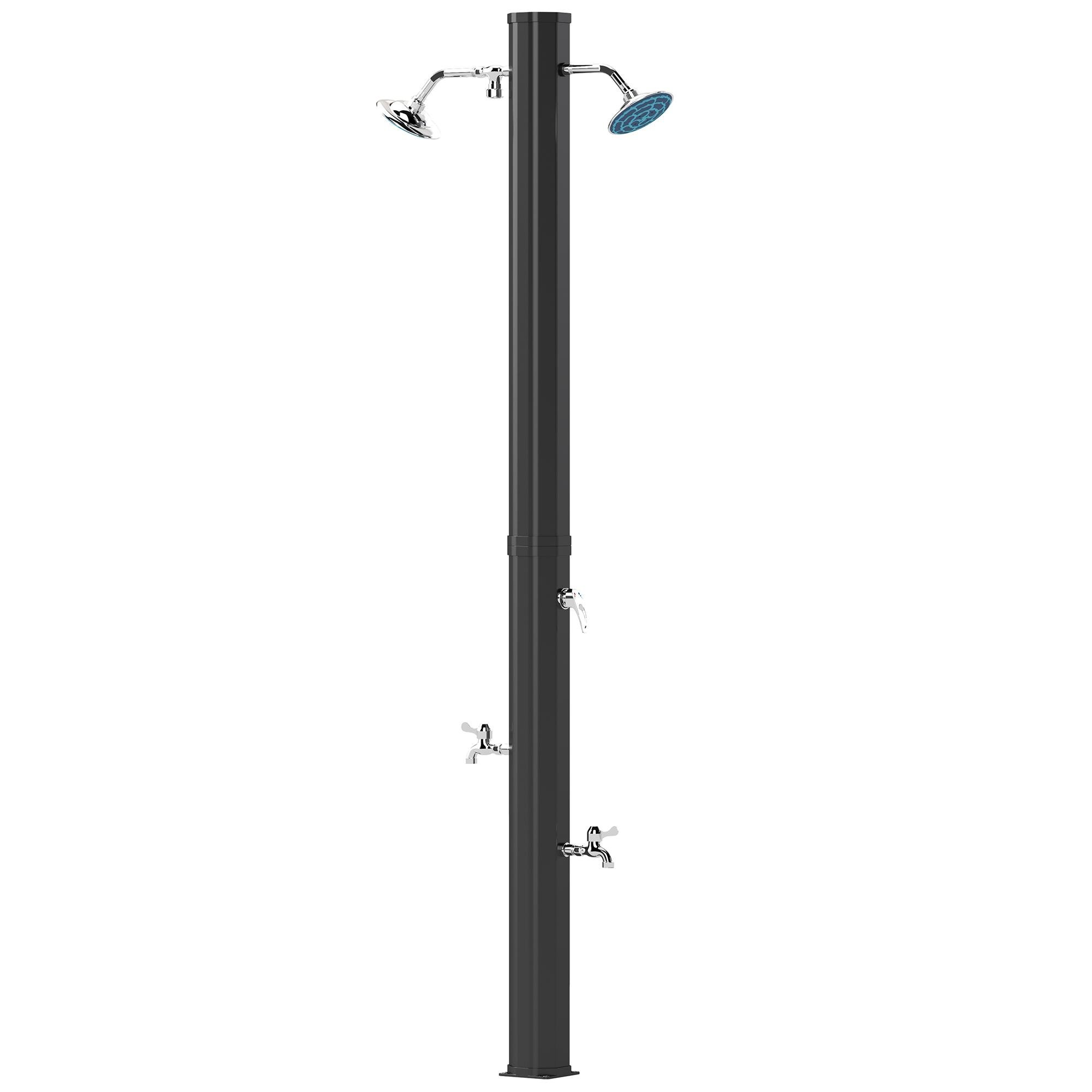 Black 35L Solar Outdoor Shower with Dual Shower Heads