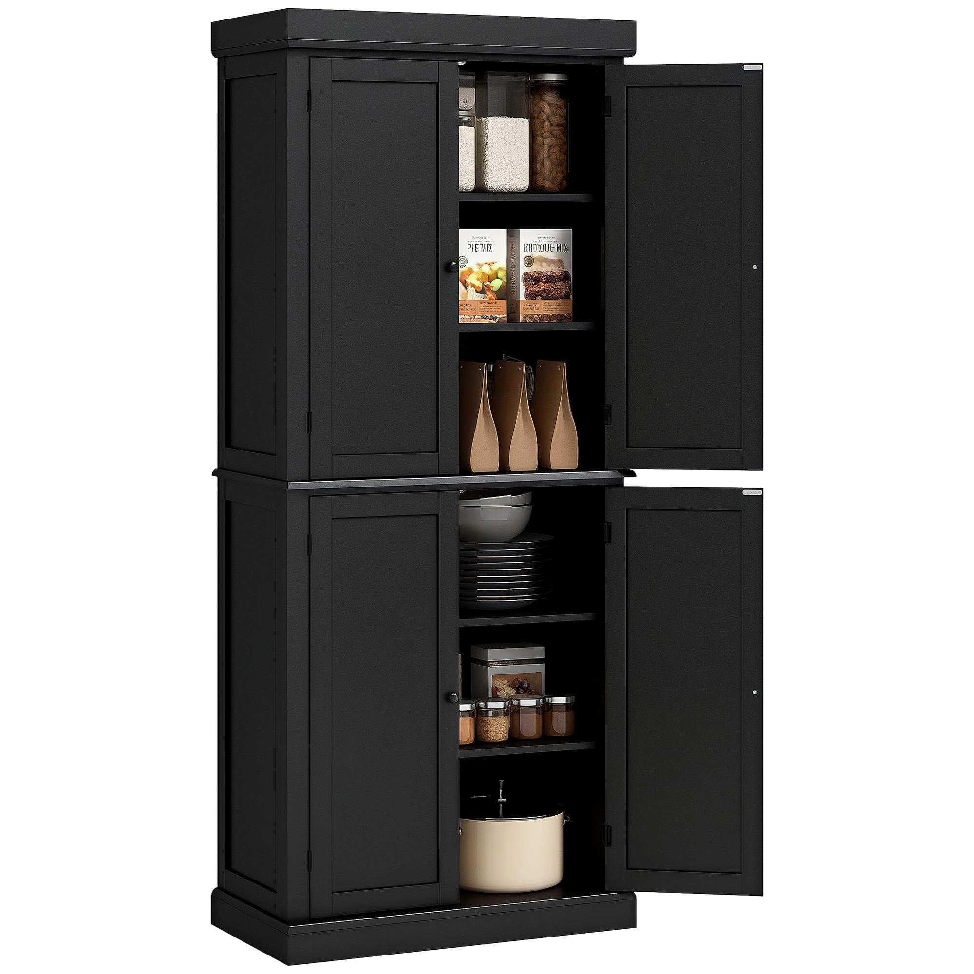 Black 72.5 Inch Pantry Cabinet with Adjustable Shelves