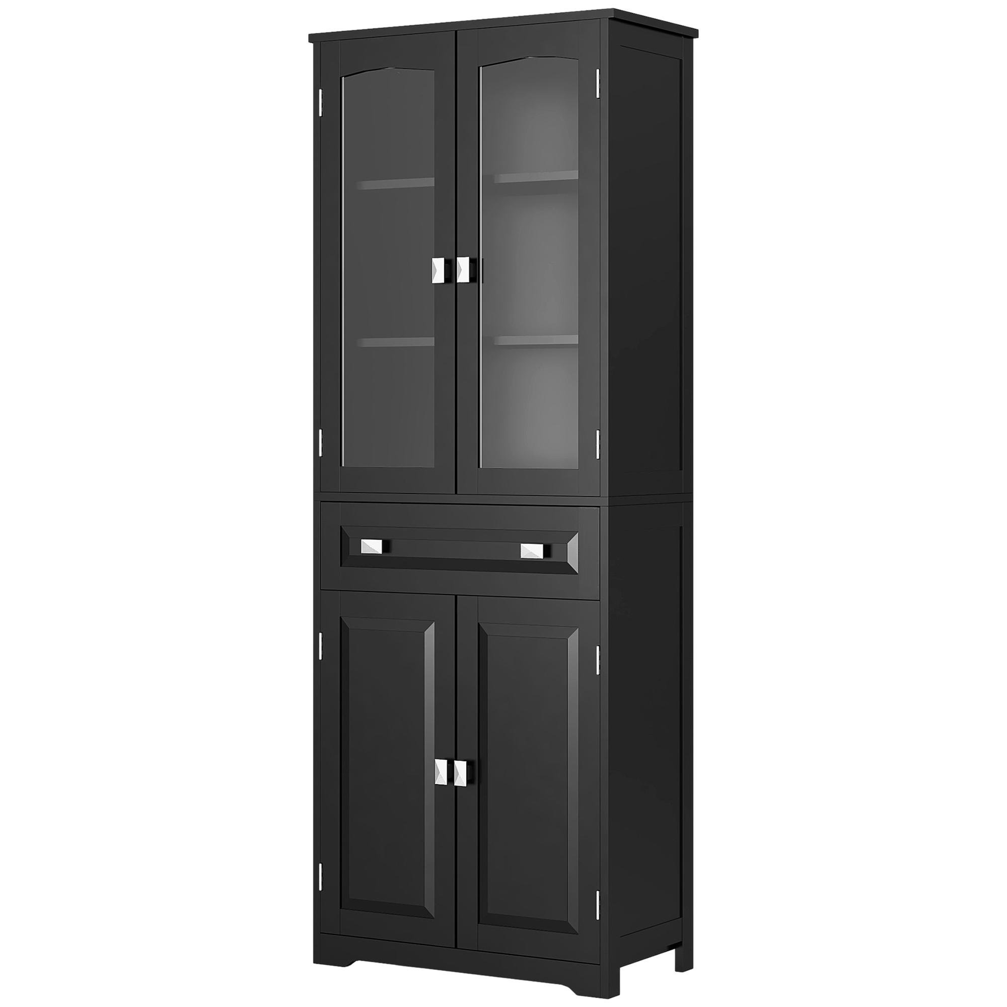 Black 63 Inch Pantry Cupboard with Adjustable Shelves