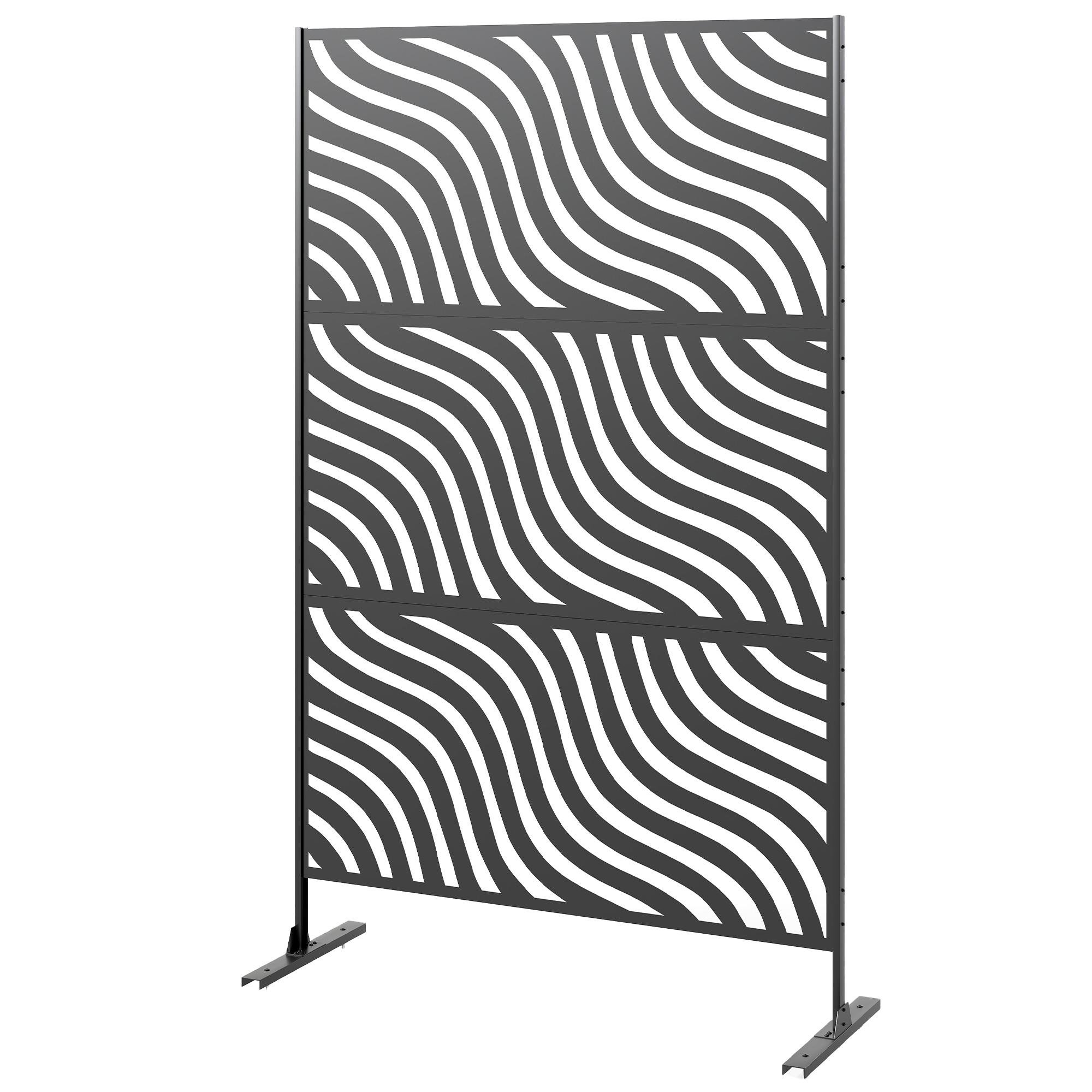 Black Ripple Steel Divider, 78-Inch Outdoor Screen