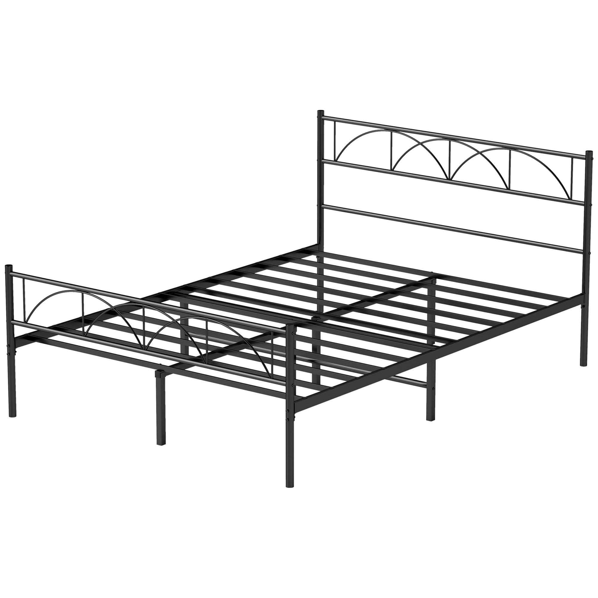 Black Full Metal Platform Bed with Tall Headboard