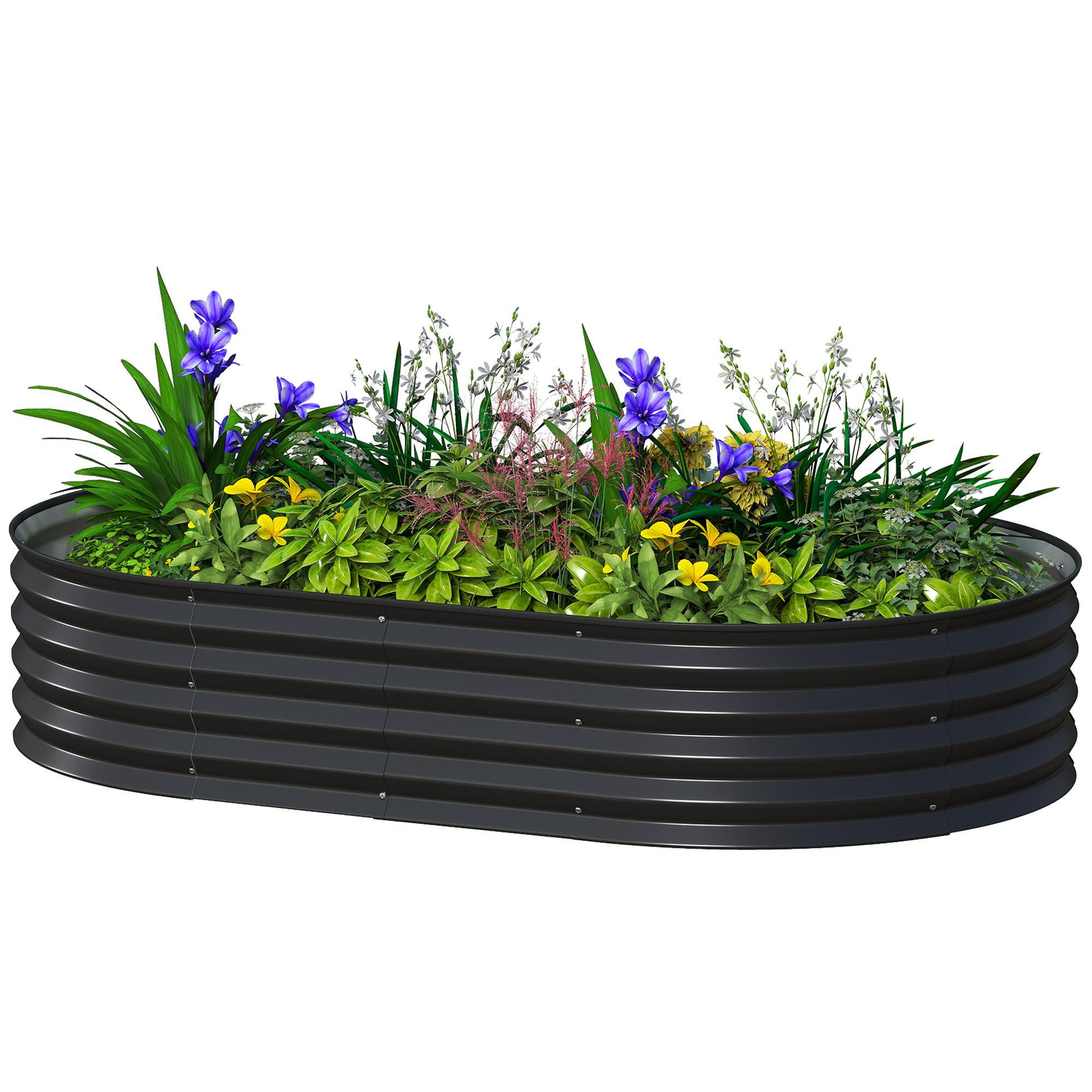 5 x 3 black planter with metal stake, 59.8 x 35.8 x 11.8 in