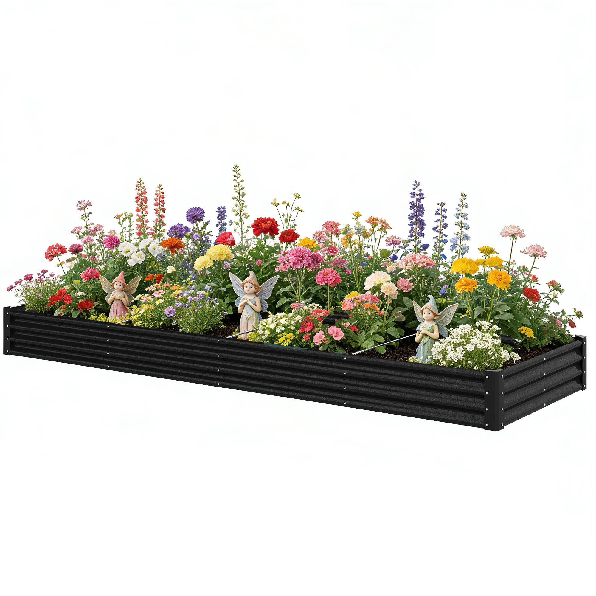 12 x 4 black planter, 1ft deep galvanized steel garden bed