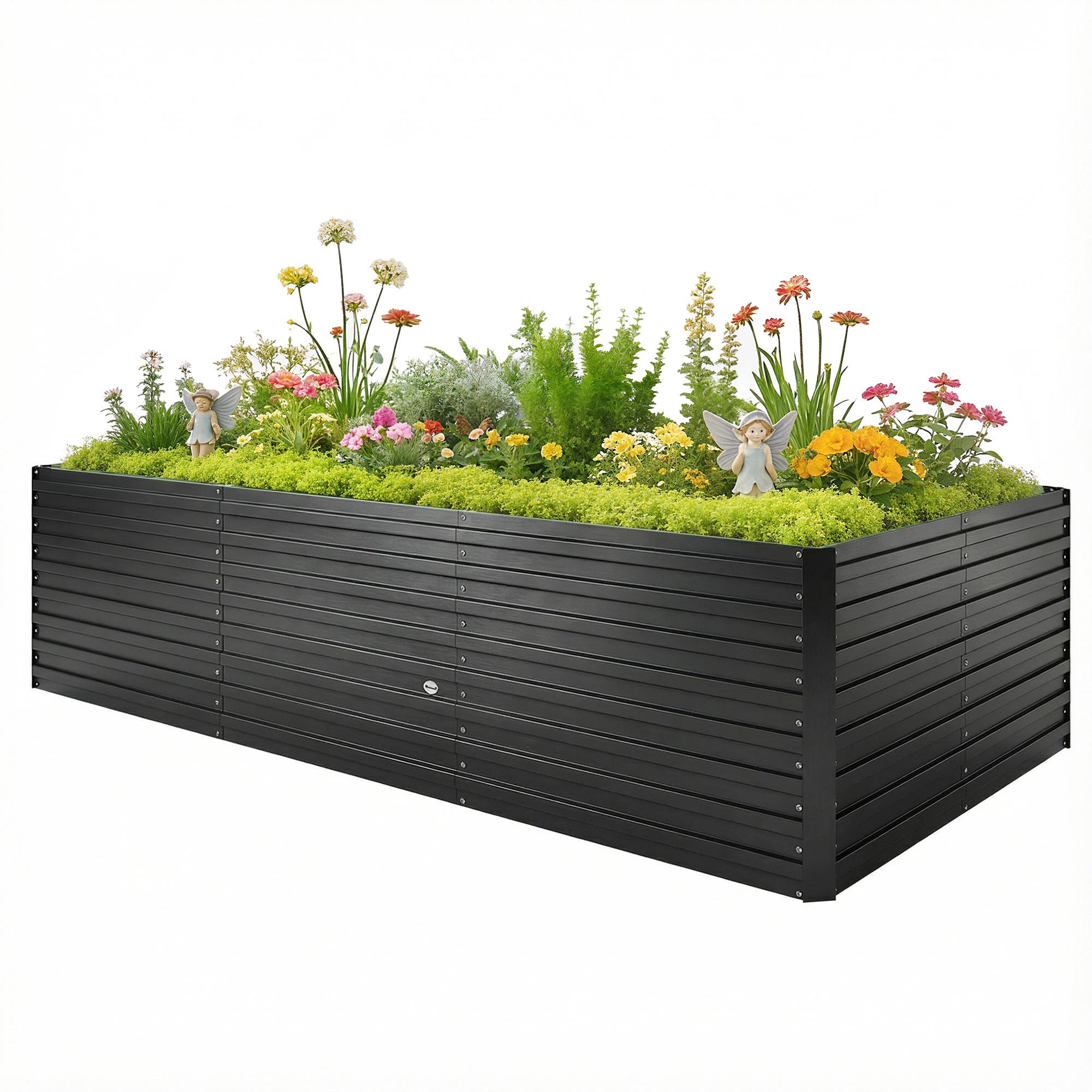 Black Deep Garden Bed, 2 ft Open-Bottom Planter