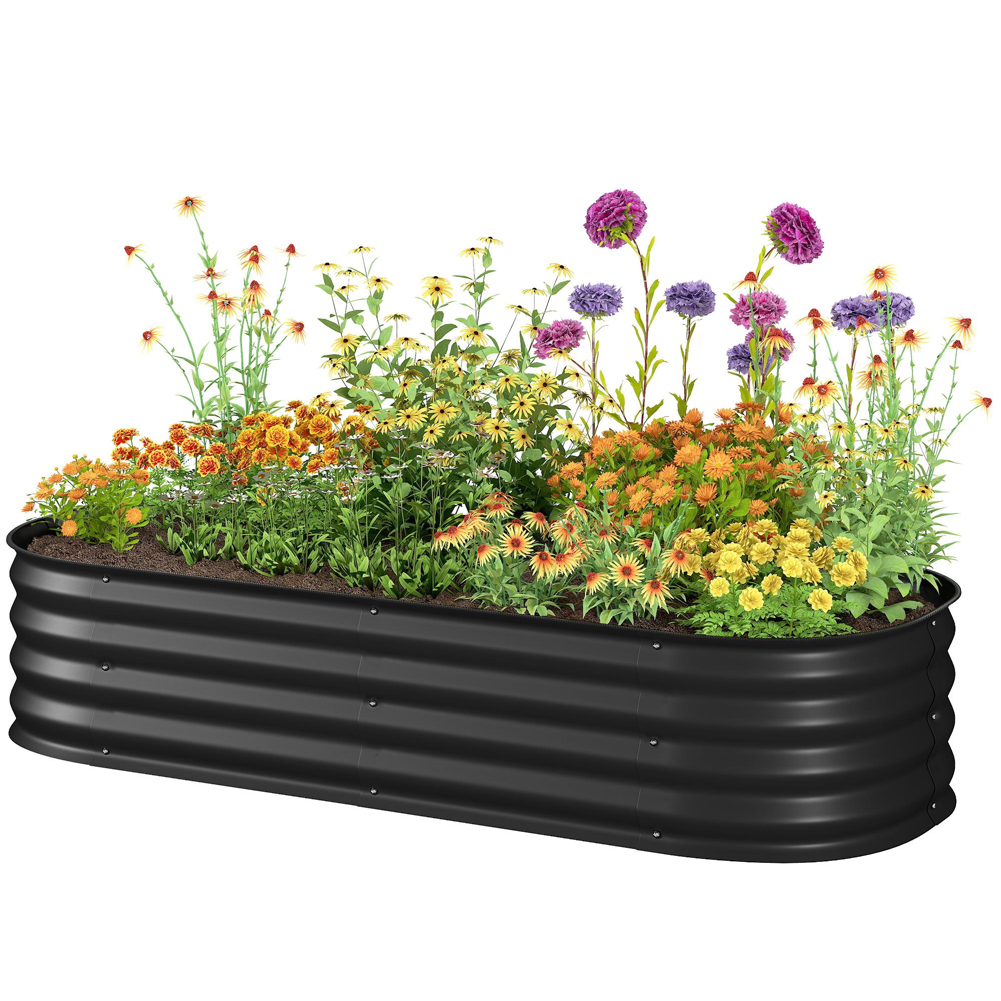 Black 4.9 Foot Galvanized Planter with Open Bottom