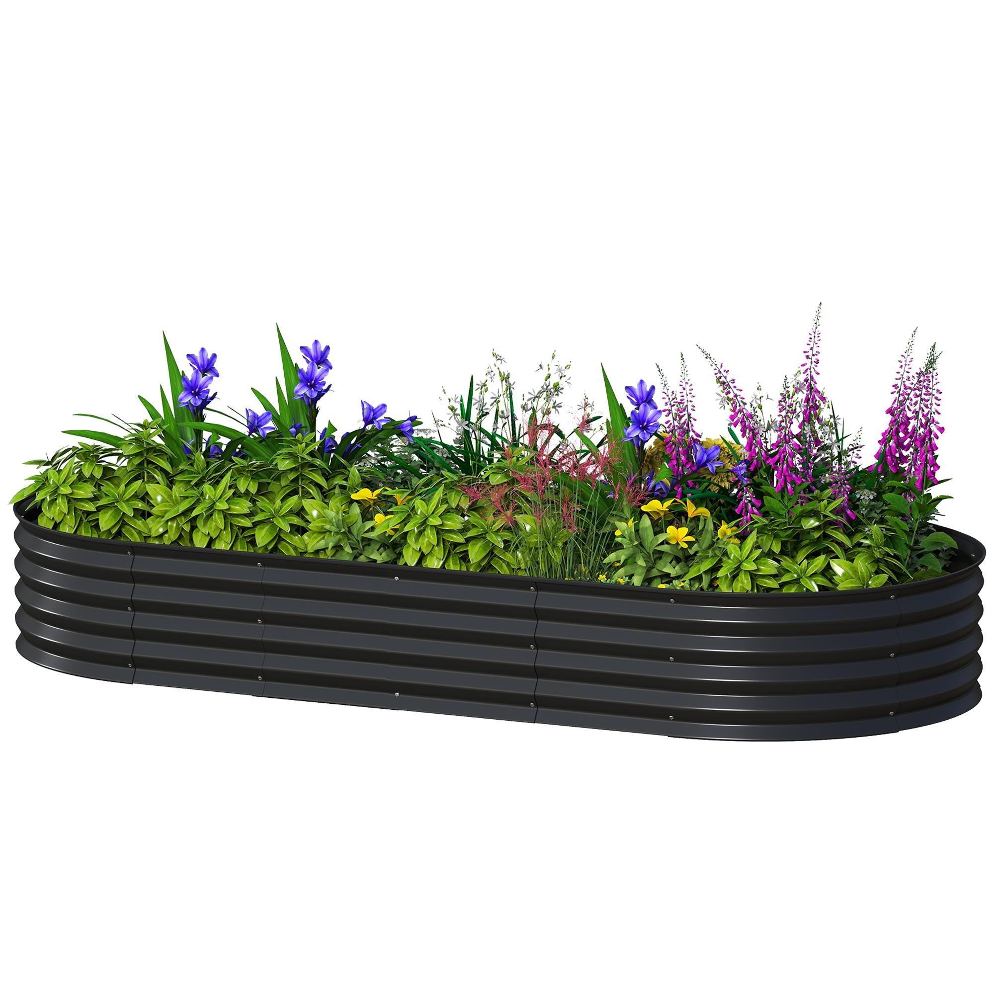 7 x 3 Black Planter with Galvanized Steel and Plant Stake
