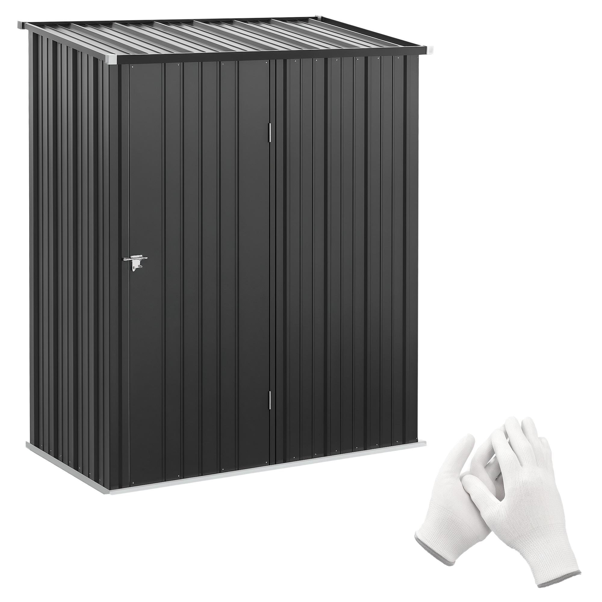 Black galvanized steel shed with lockable door, 5' x 3'