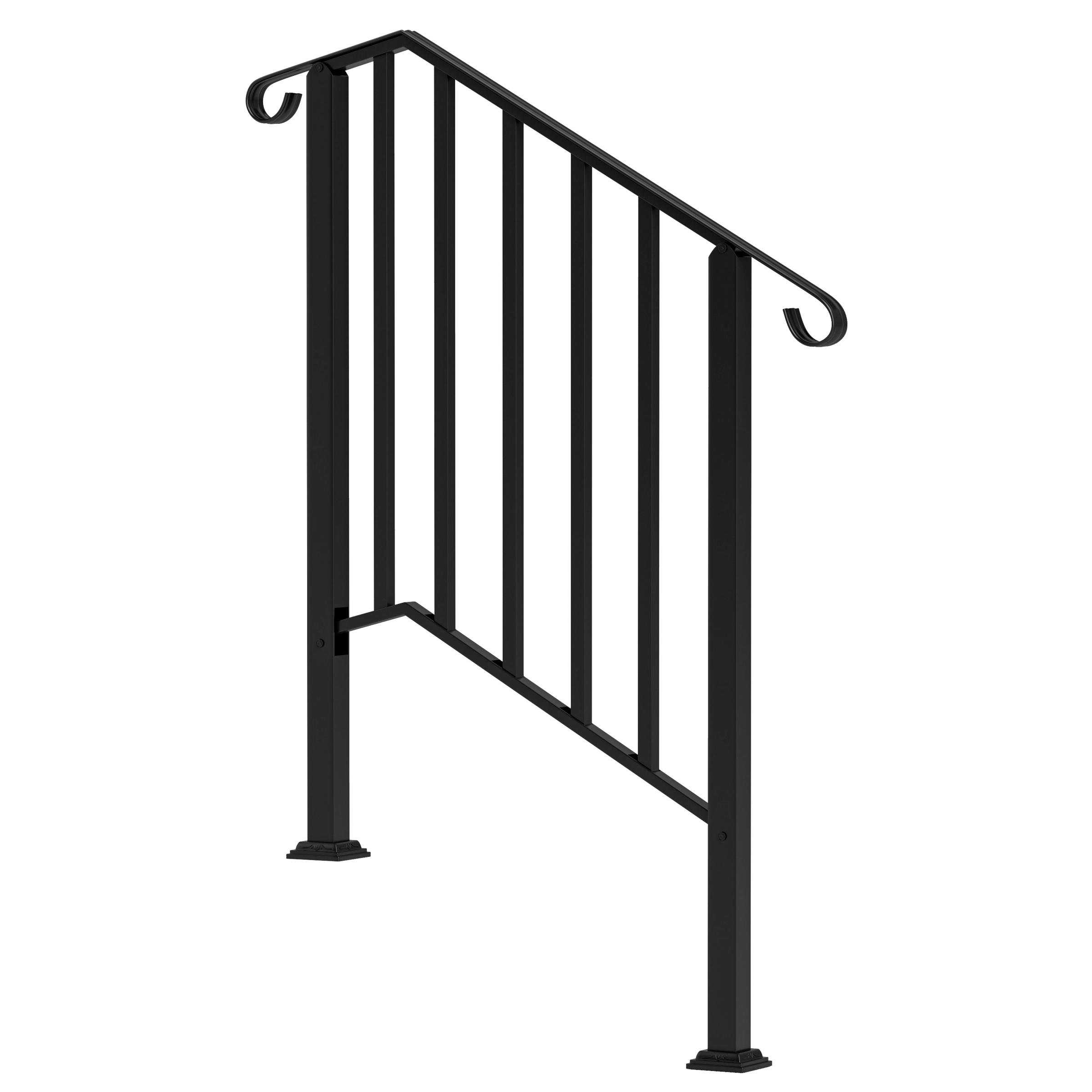 Black Galvanized Steel Handrail for 2-3 Steps