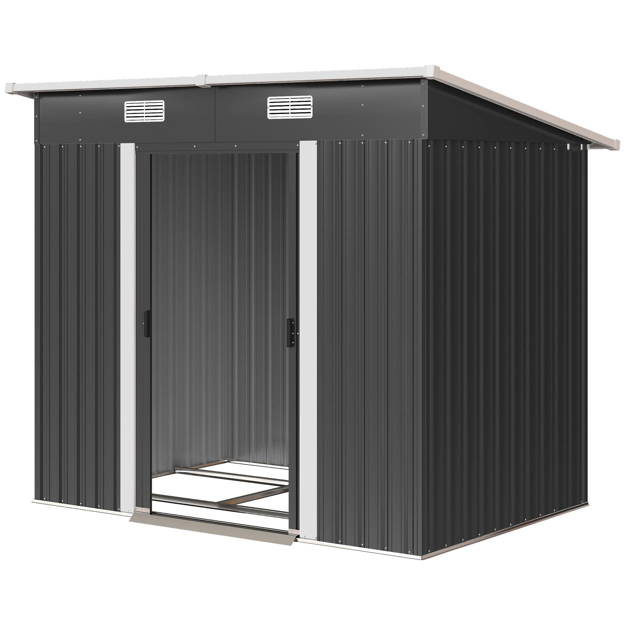 Black 79.9 Inch Steel Shed with Foundation Kit