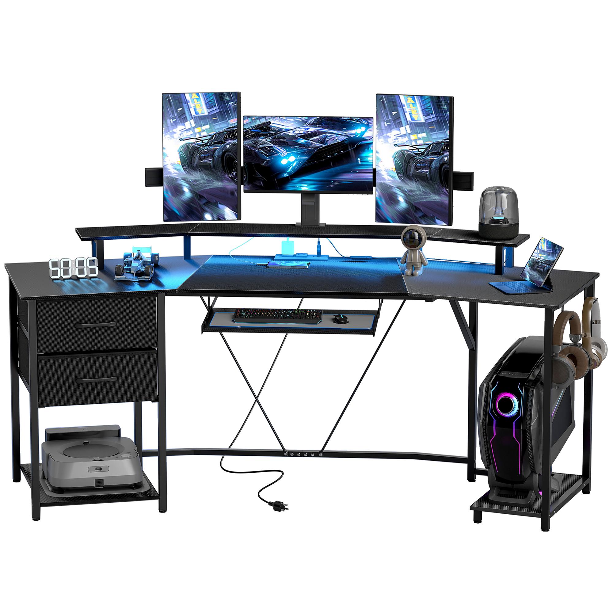 78.7 Inch Black Gaming Desk with RGB Lighting