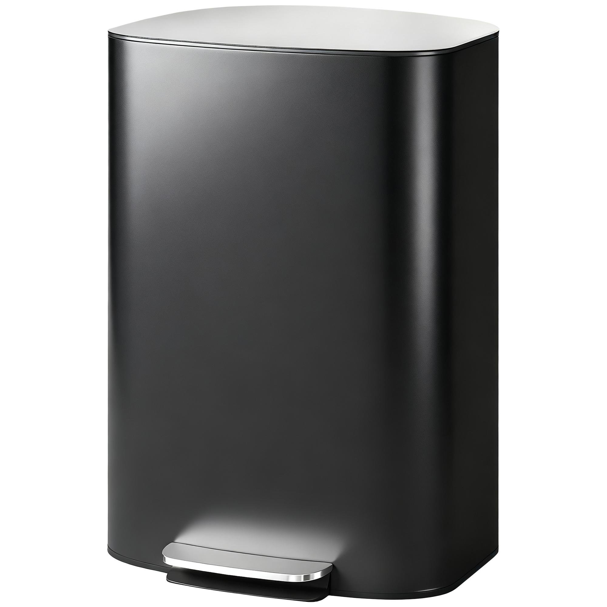 Black 50 Litre Pedal Bin with Soft-Close Lid