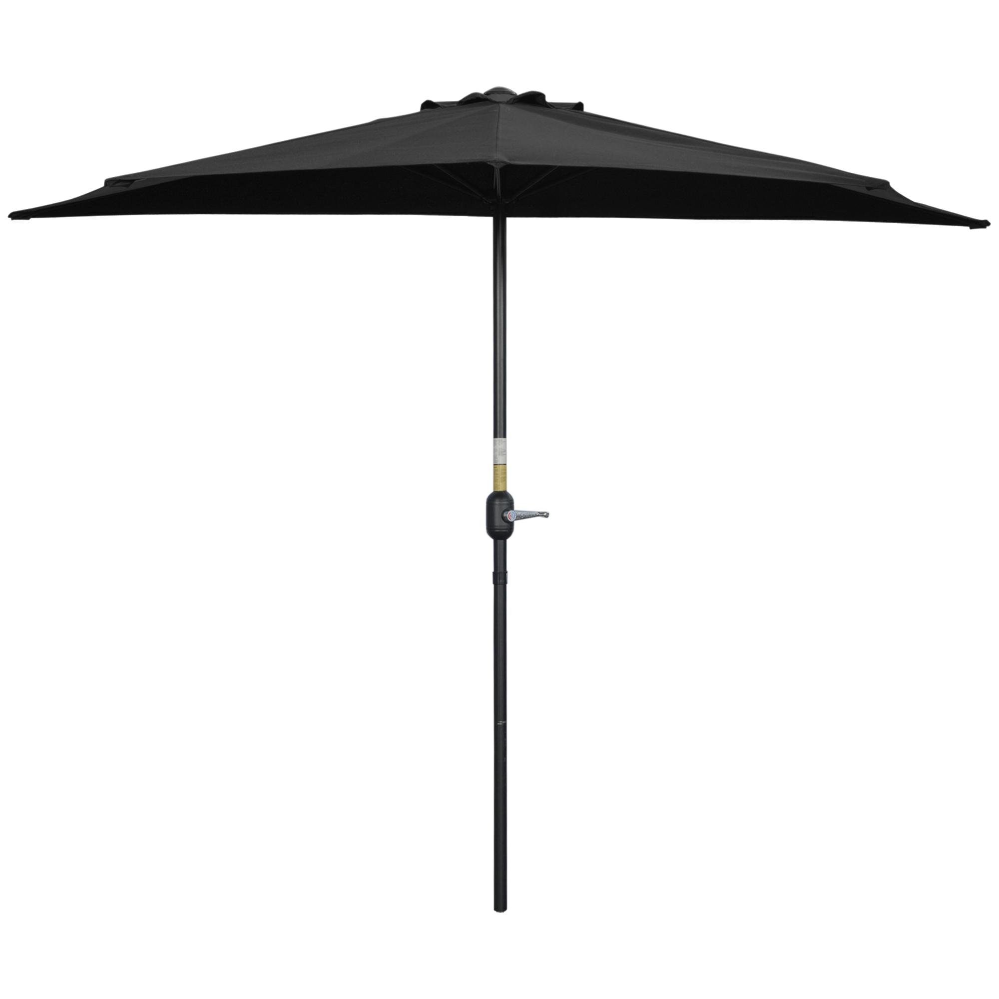 Black 9ft Half Umbrella with Crank Handle