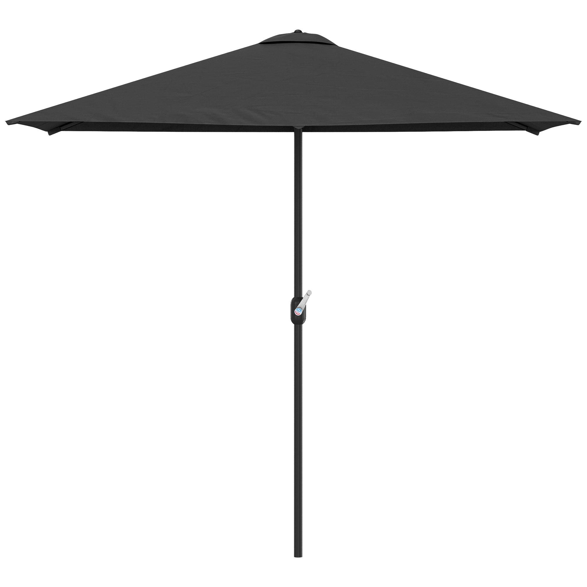 Black Half Round Patio Umbrella with Crank for Balconies