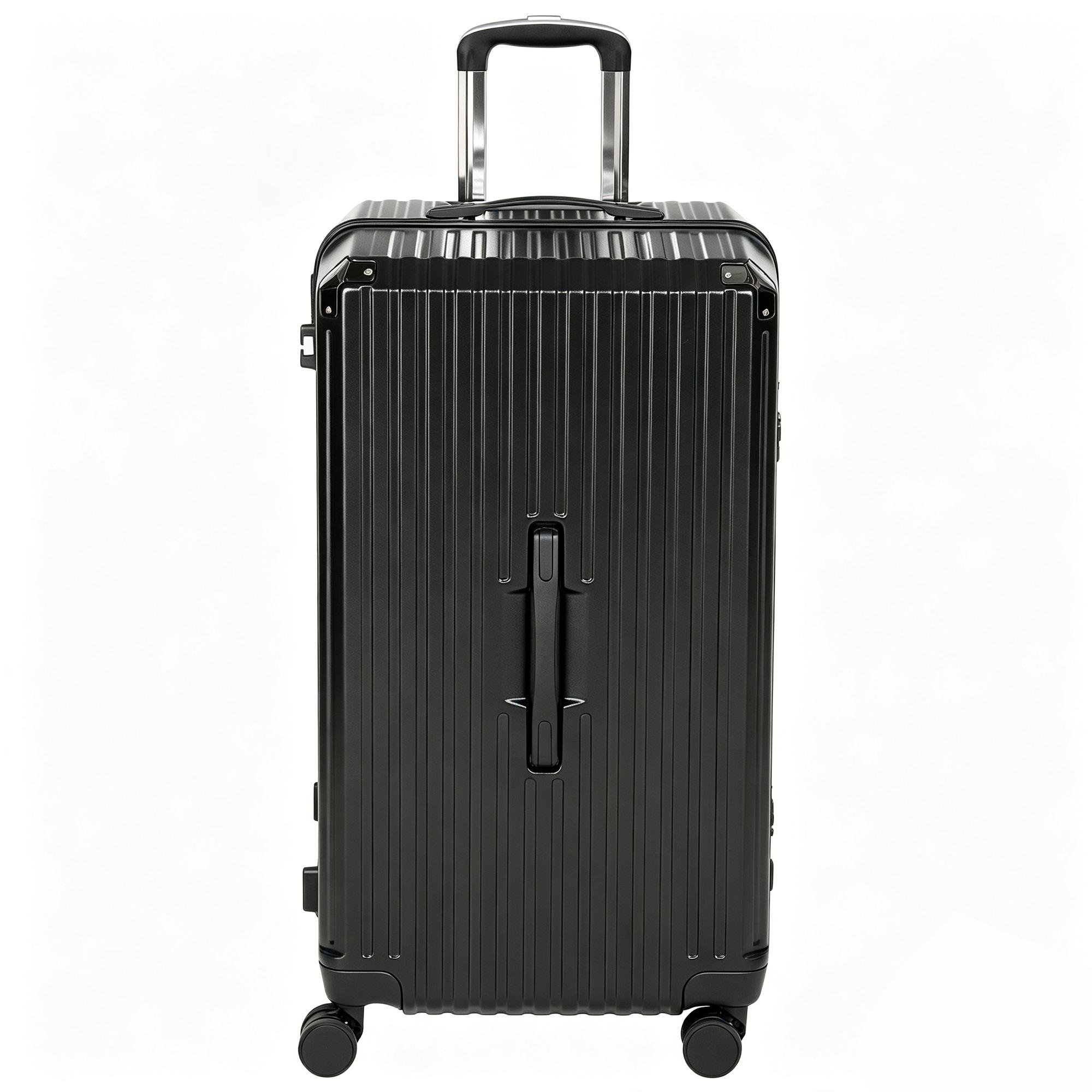 Black 28-Inch Spinner Suitcase with Cup Holder