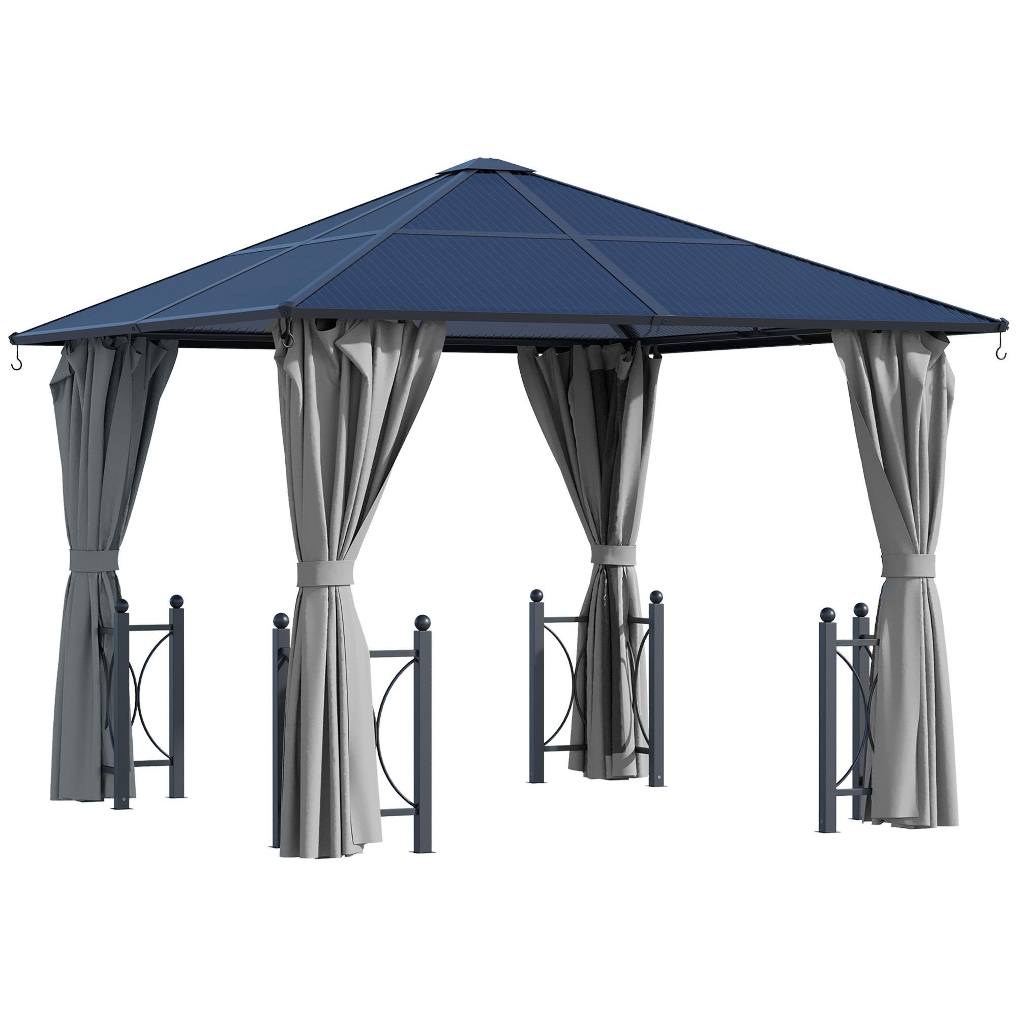 Black 9.8 ft Hardtop Gazebo with Polycarbonate Roof