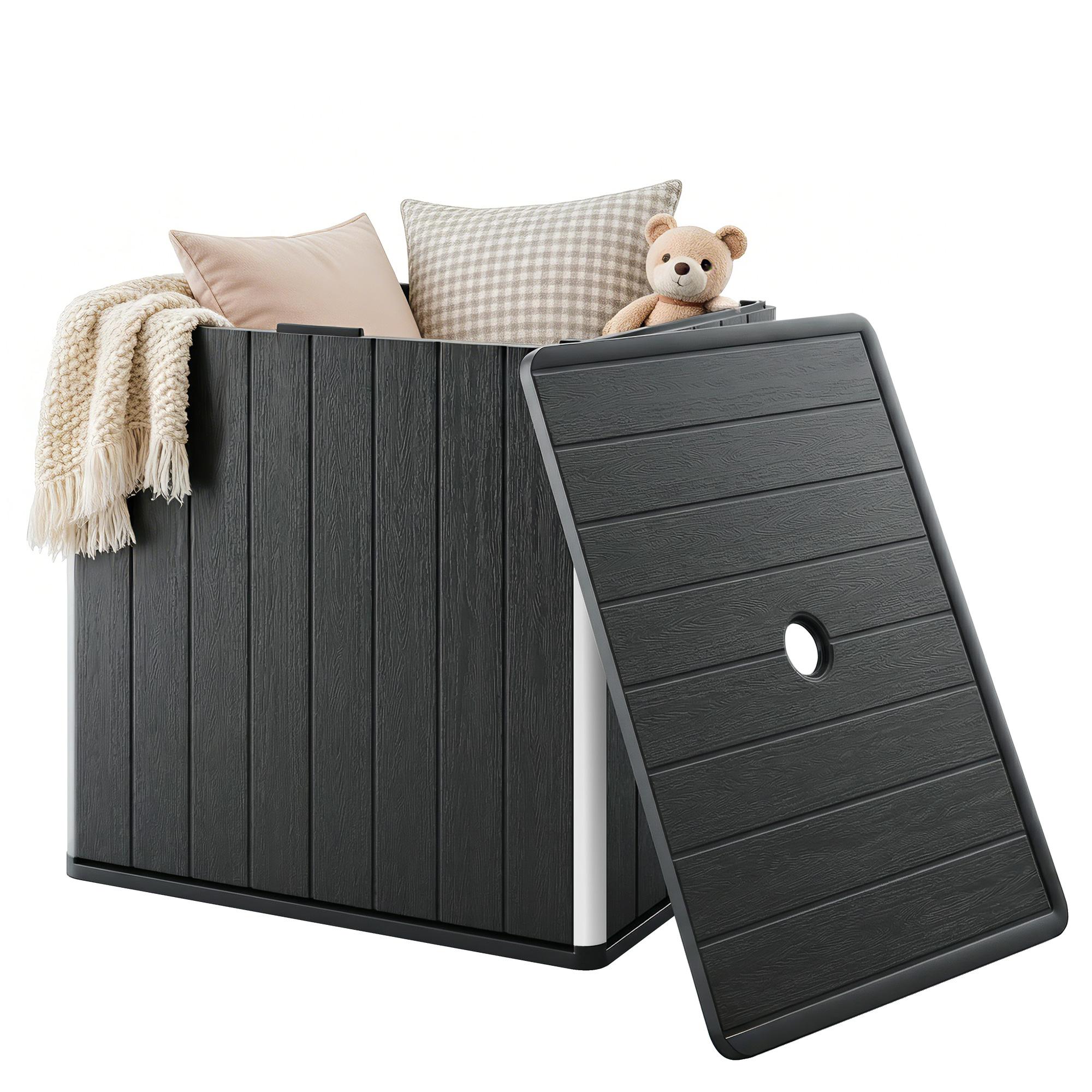 Black 30.1 Gal Deck Box with Umbrella Holder, 114 L