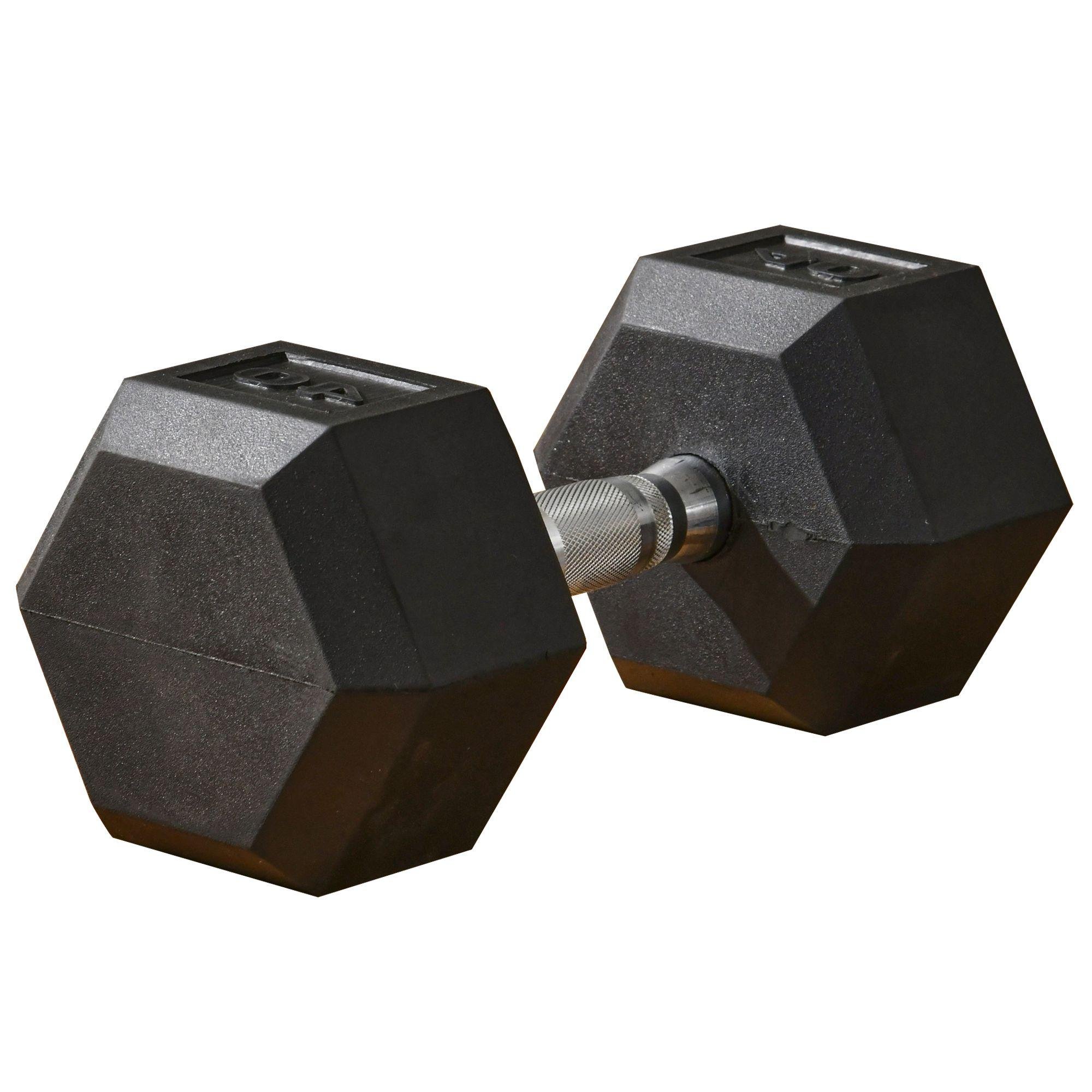 40 lb Black Rubber Dumbbell – Hex Shape for Home Gym