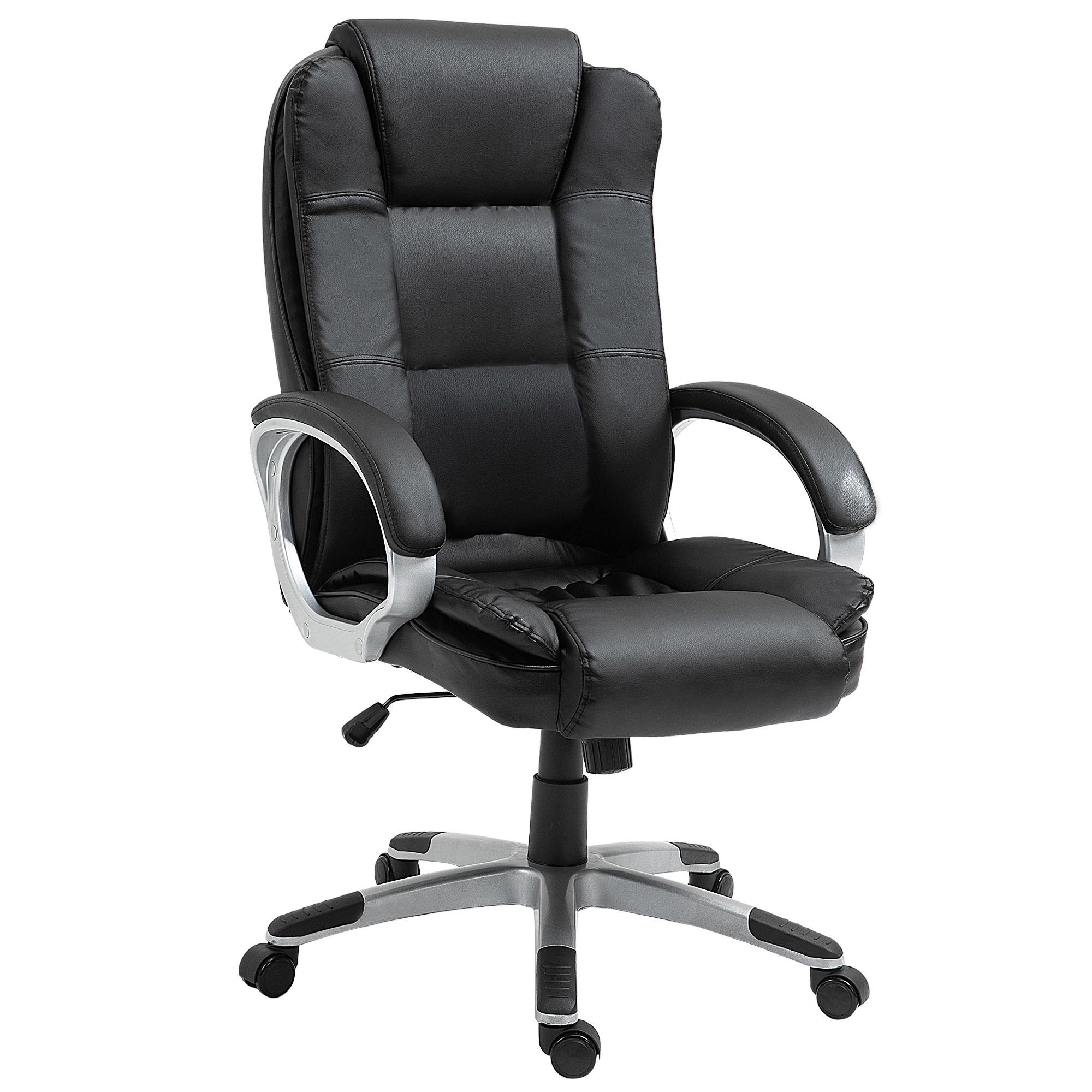Black Faux Leather Office Chair with Adjustable Height